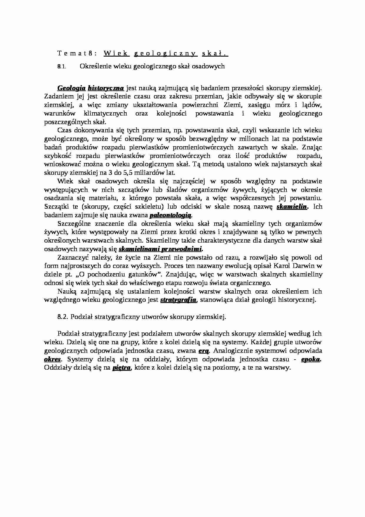 Wiek geologiczny skał - wykład - strona 1