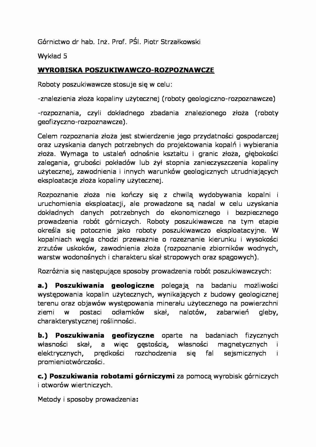 Wykład - wyrobiska poszukiwawczo-rozpoznawcze - strona 1