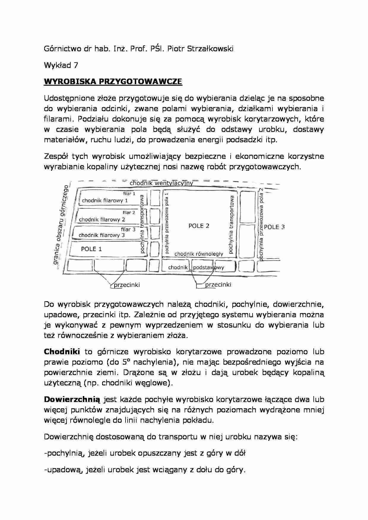 Wykład - wyrobiska przygotowawcze - strona 1