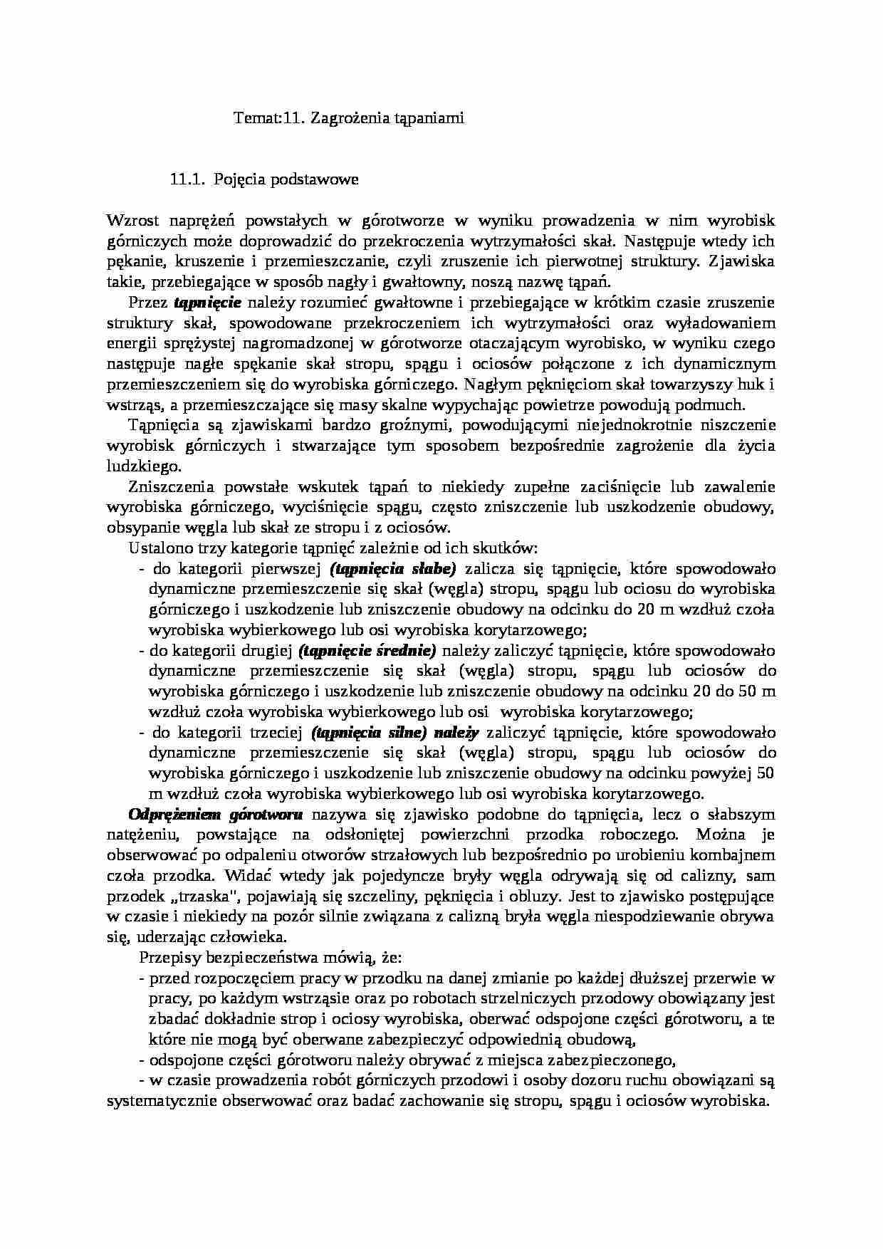 Zagrożenie tąpaniami - wykład - strona 1