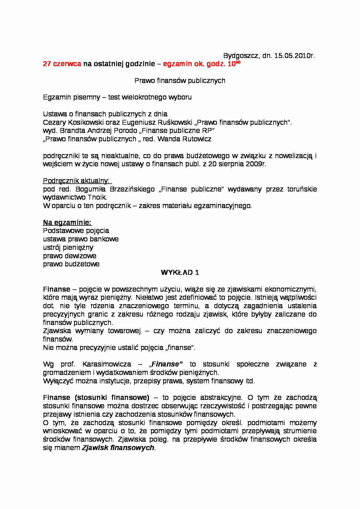 Finanse publiczne - system finansowo prawny - strona 1