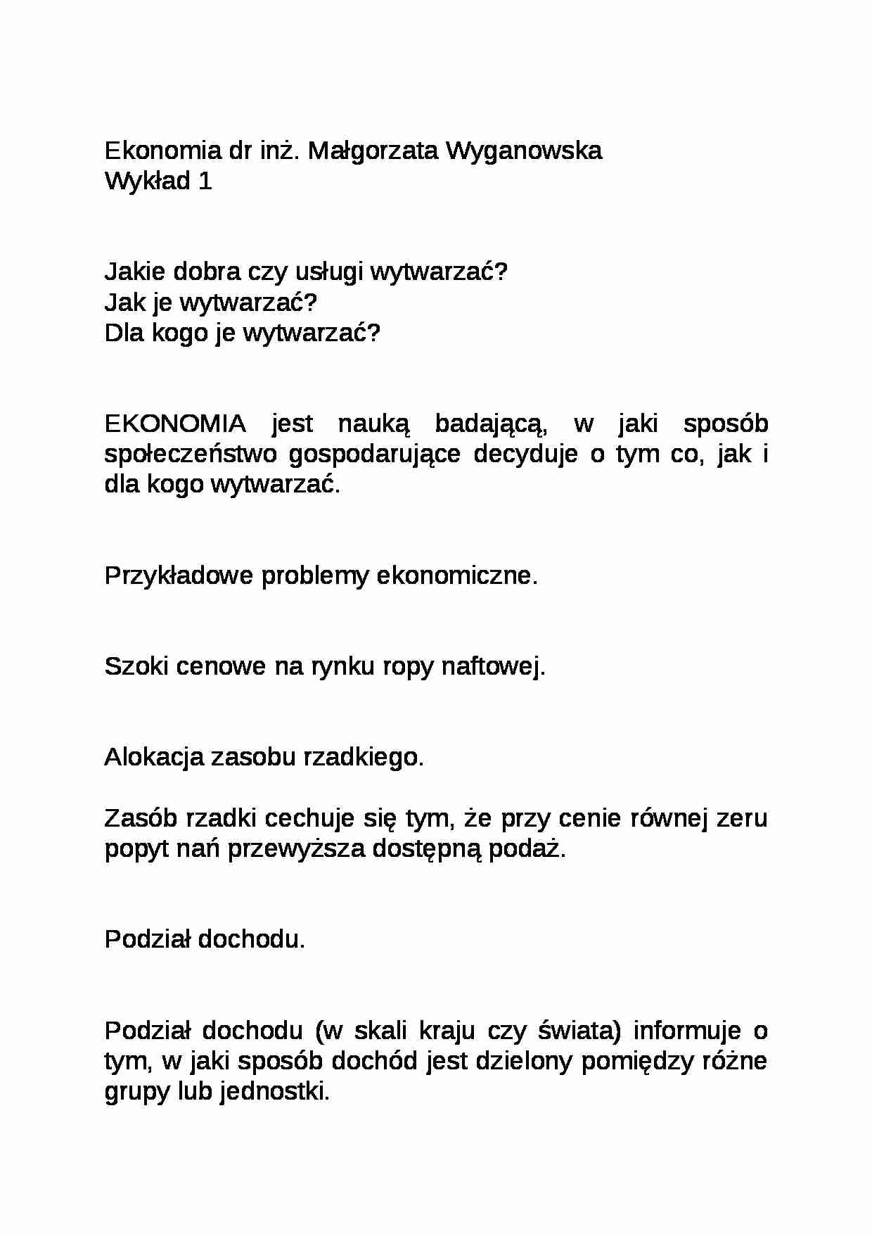 Wstęp do ekonomii - wykład - strona 1