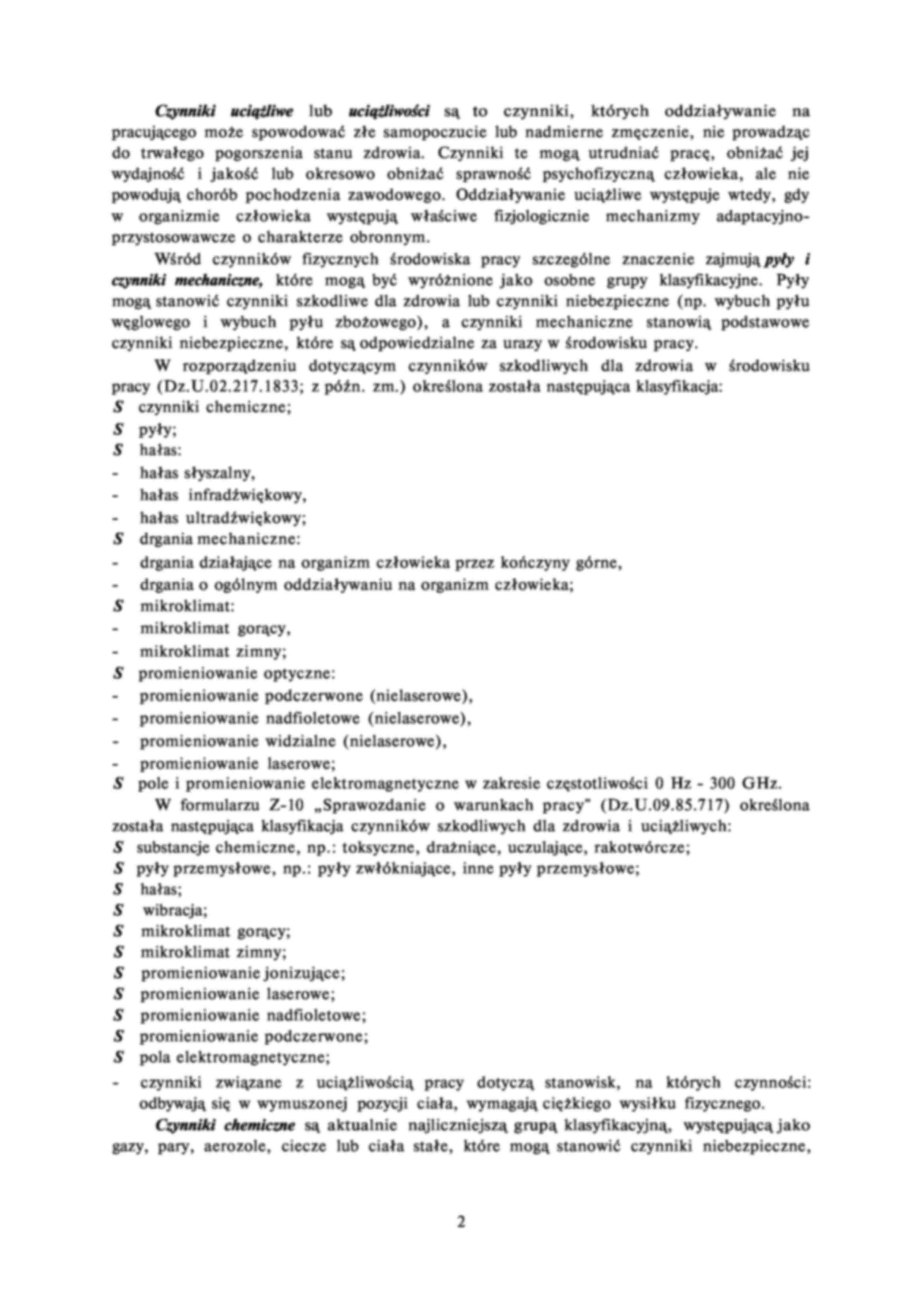 Wykład - Klasyfikacja zagrożeń występujących w środowisku pracy - strona 2