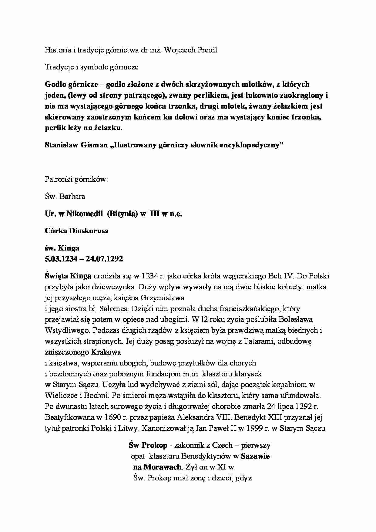 Tradycje i symbole górnicze - wykład - strona 1