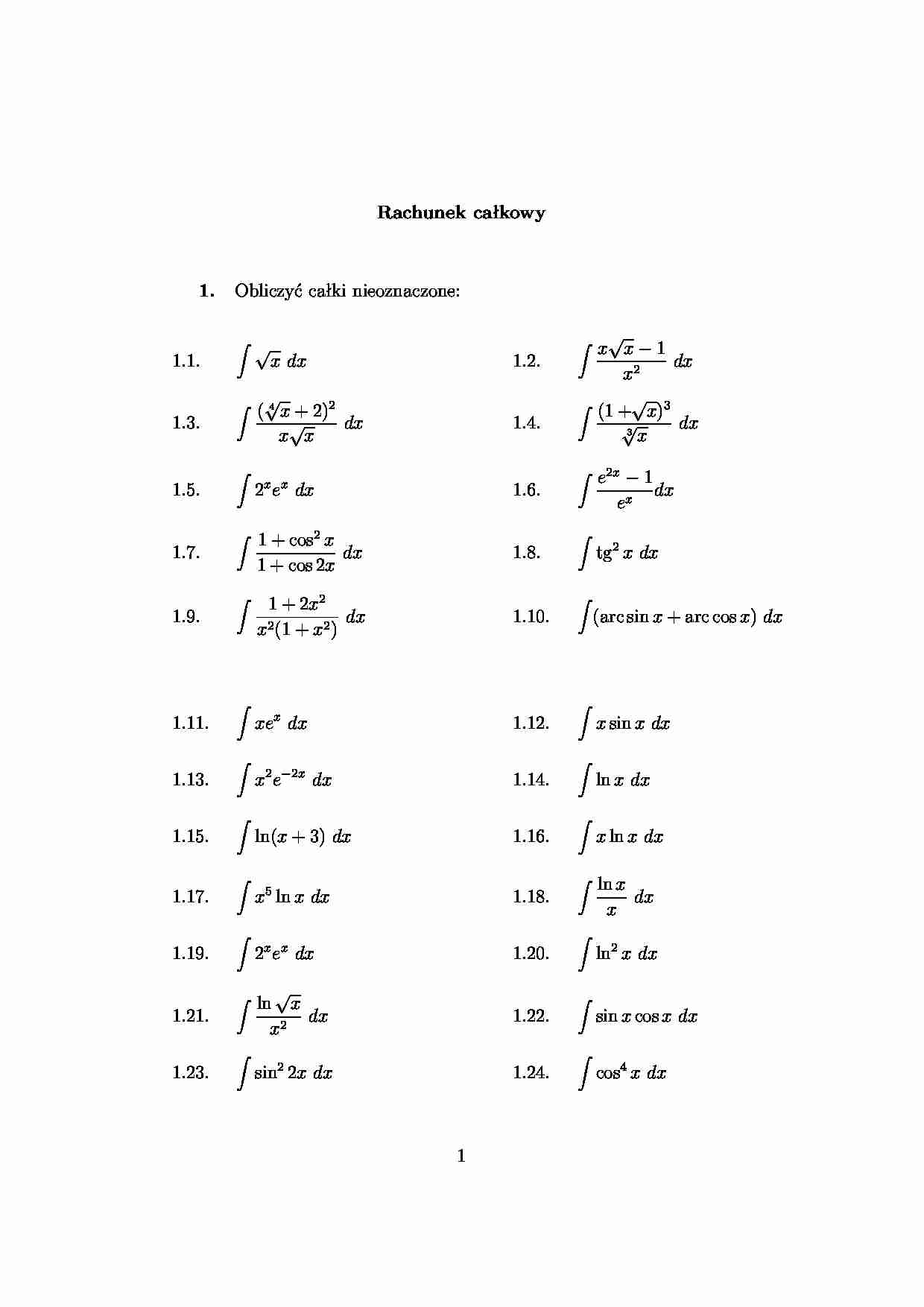  Rachunek całkowy - wykład - strona 1