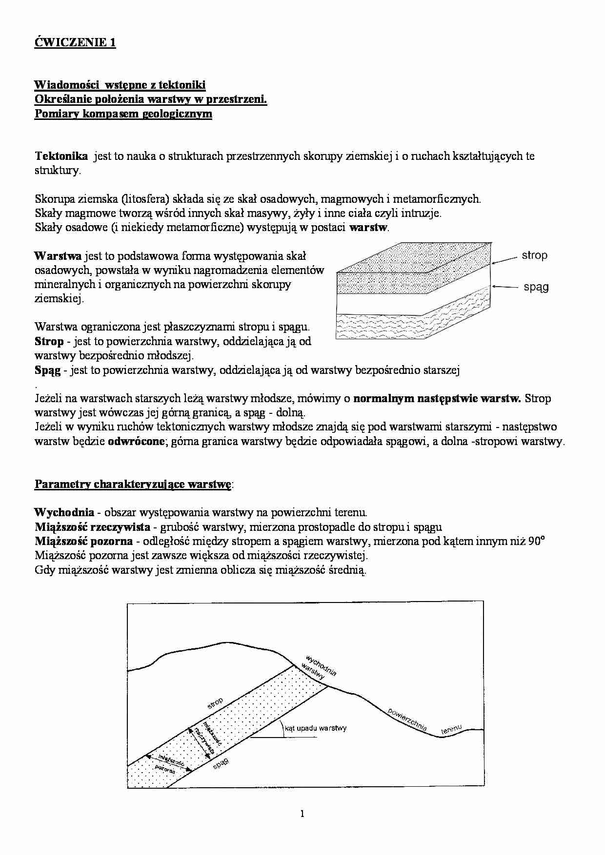 Wykład - Wiadomości wstępne z tektoniki - strona 1