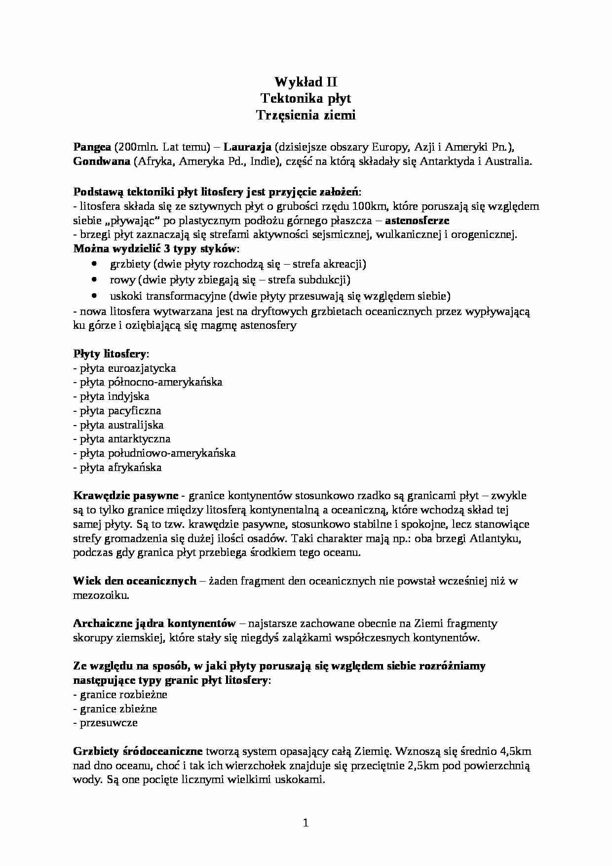 Wykład - Trzęsienia ziemi - strona 1