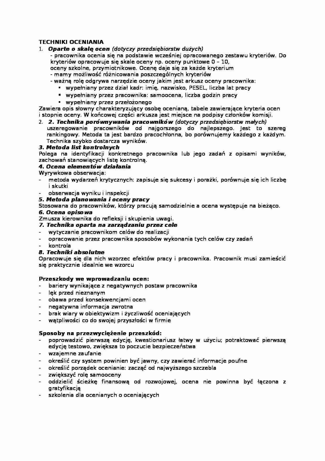 Wykład - techniki oceniania - strona 1