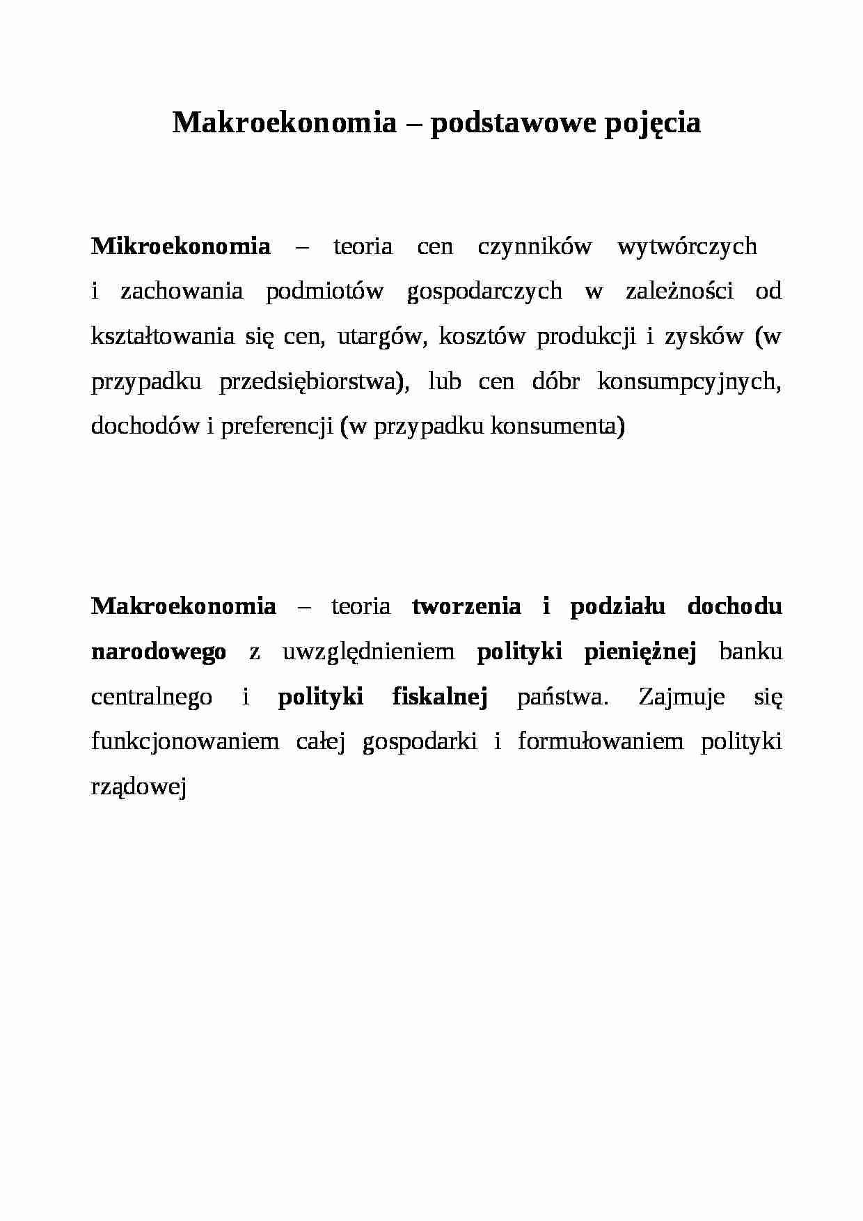 Podstawowe pojęcia z makroekonomii - wykład - strona 1