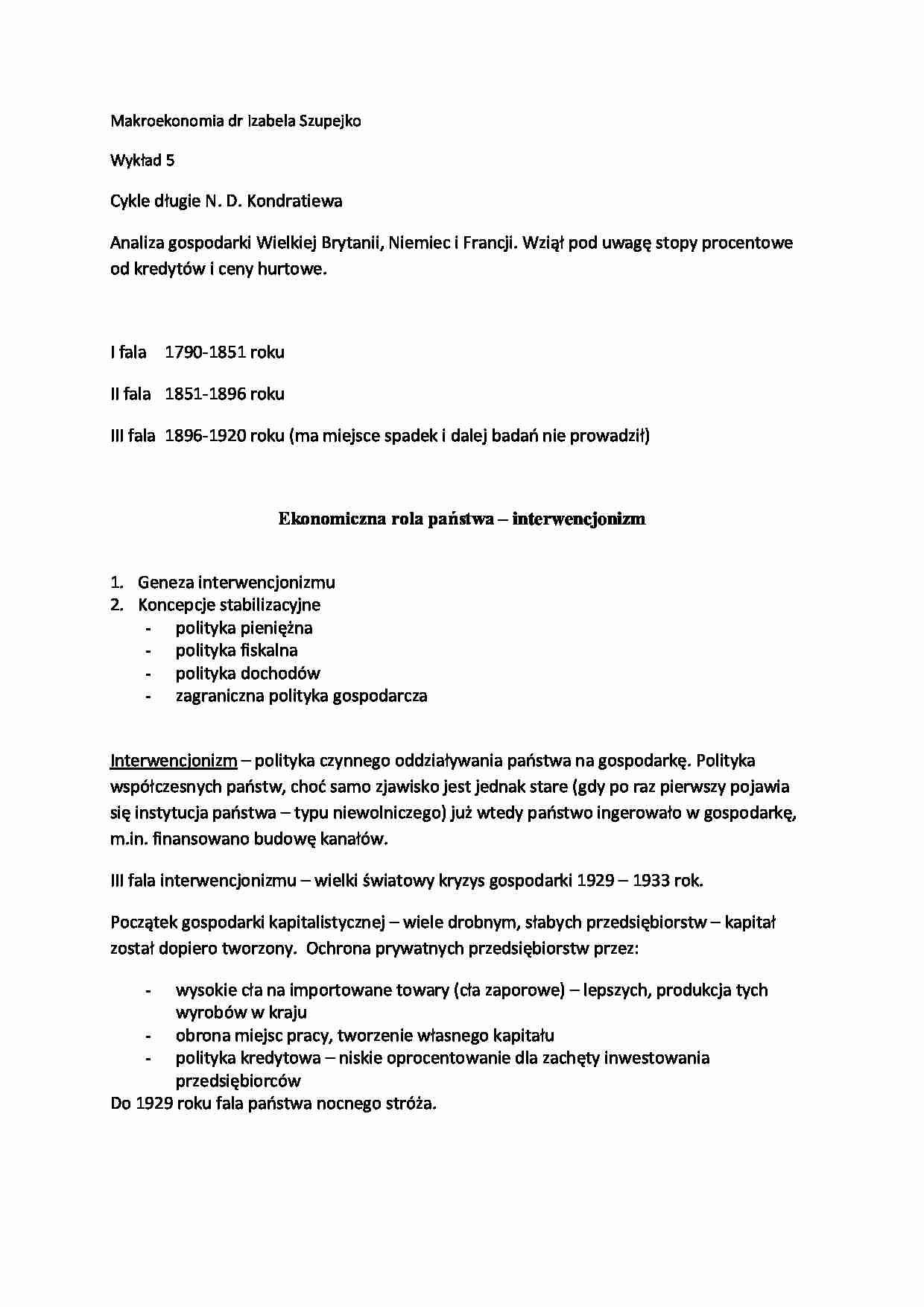 Wykład - Cykle długie N. D. Kondratiewa - strona 1