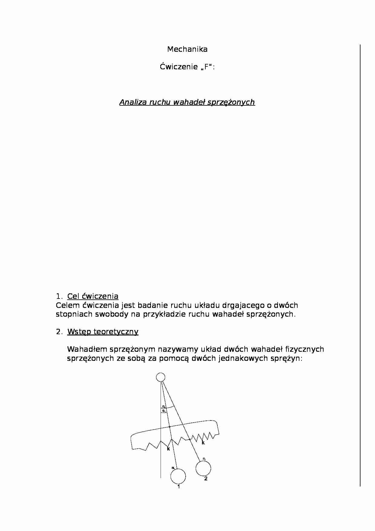 Analiza ruchu wahadeł sprzężonych - wykład - strona 1