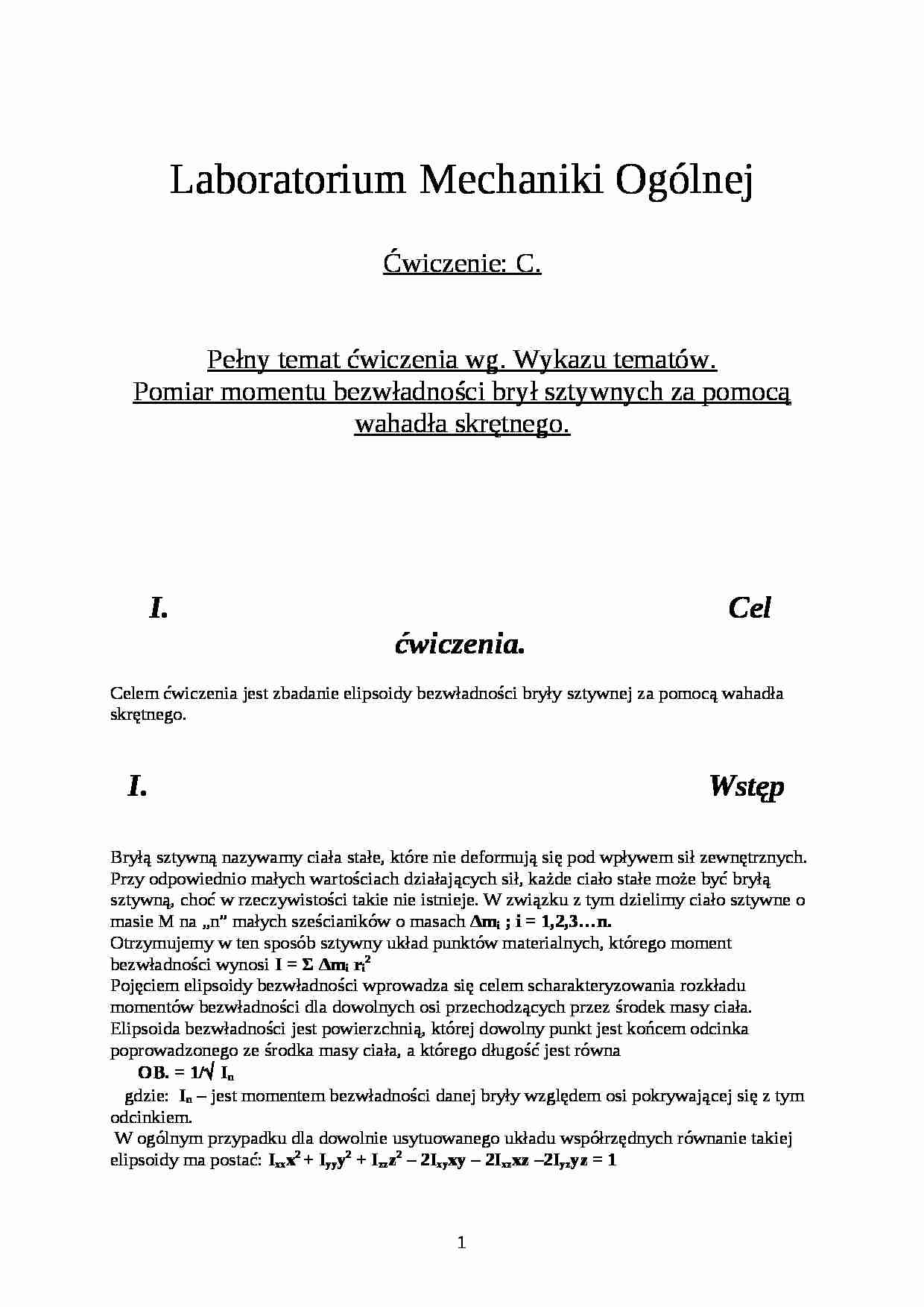 Laboratorium mechaniki ogólnej - strona 1