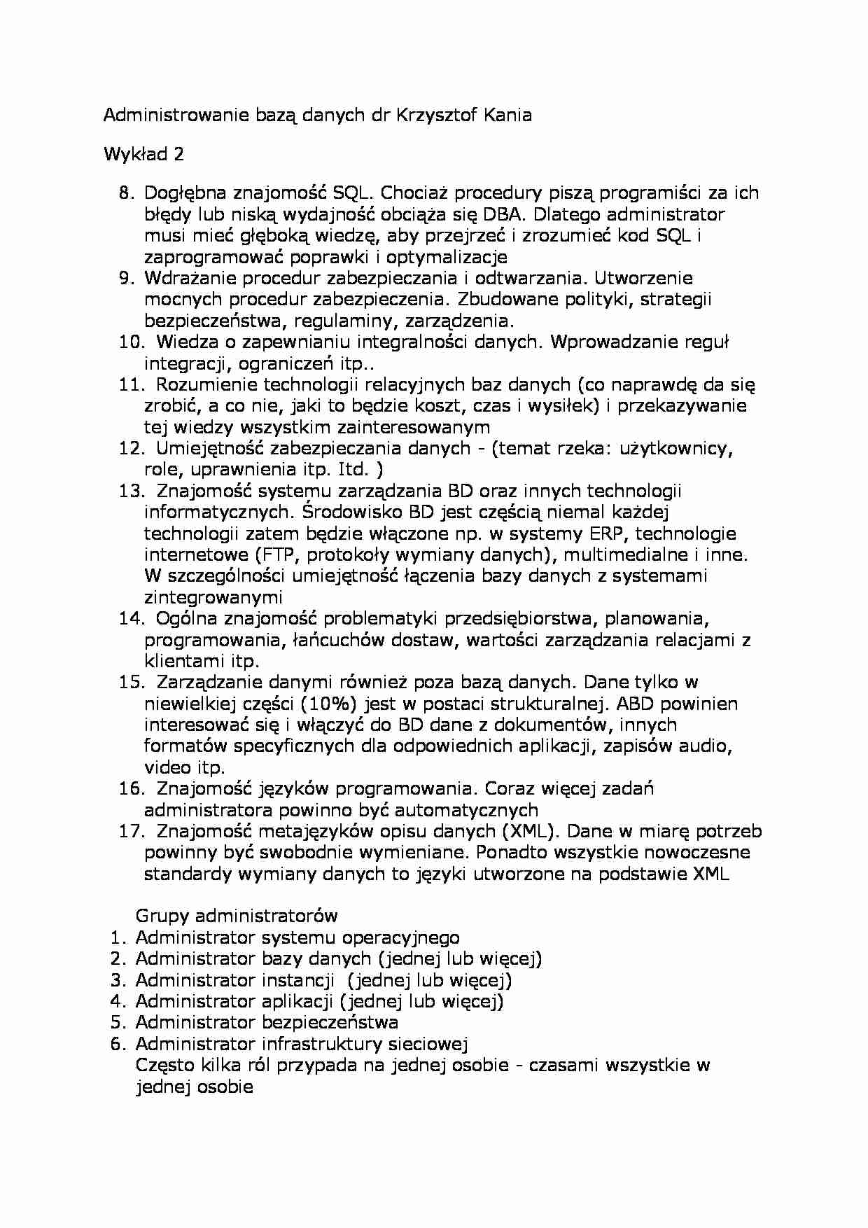 Wykład - Dogłębna znajomość SQL - strona 1