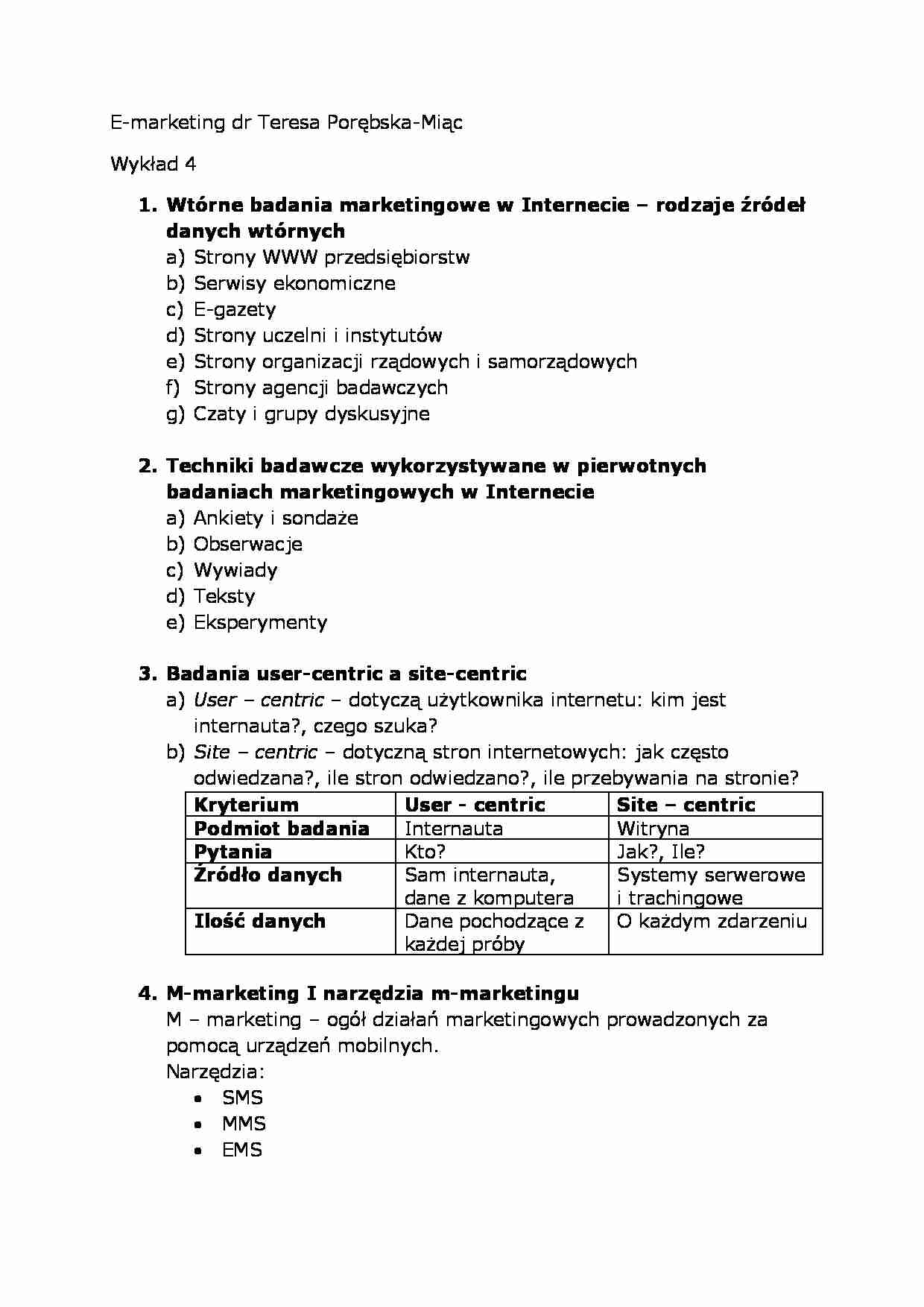 Wykład - Wtórne badania marketingowe w Internecie - strona 1