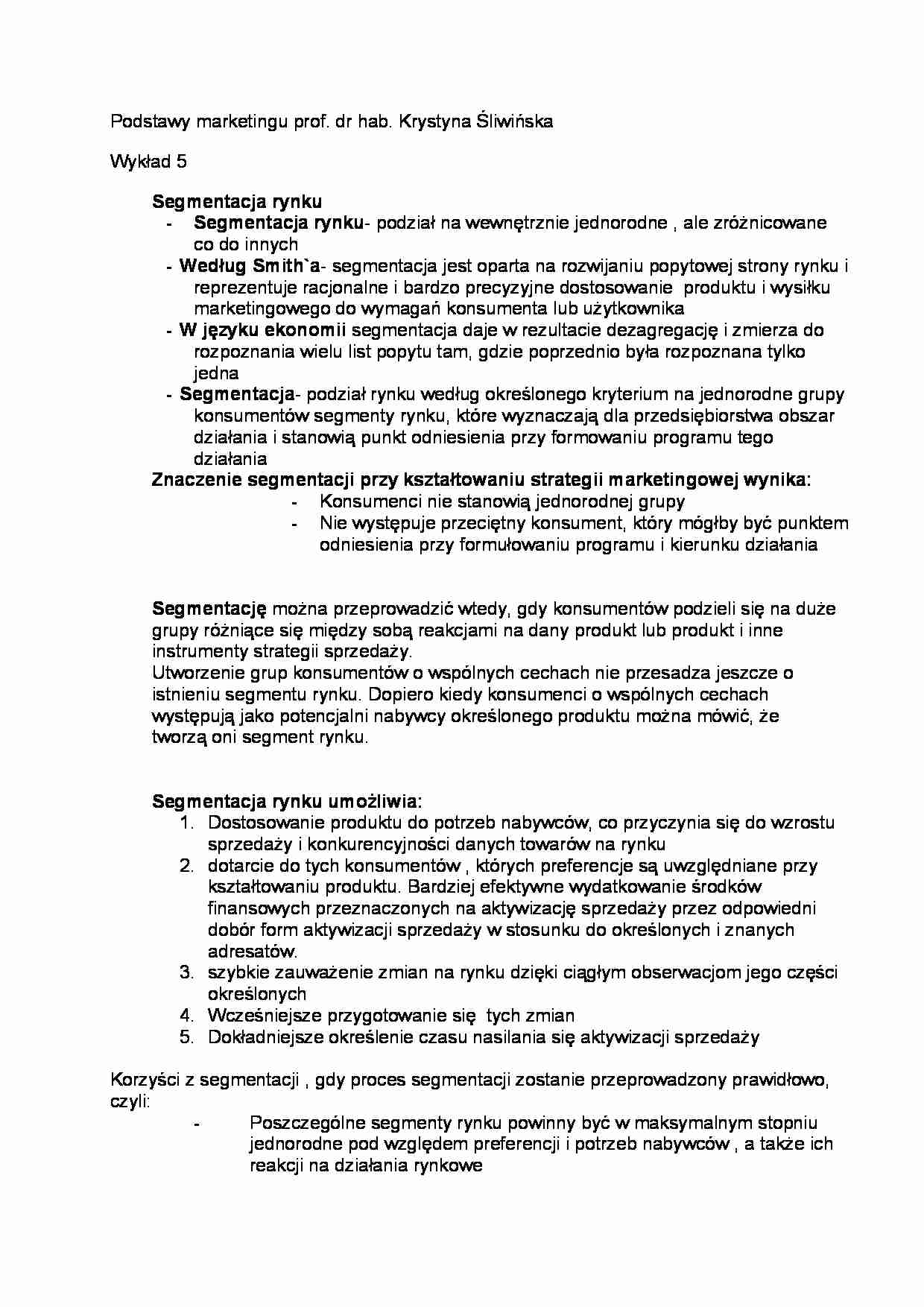 Wykład - Segmentacja rynku - strona 1