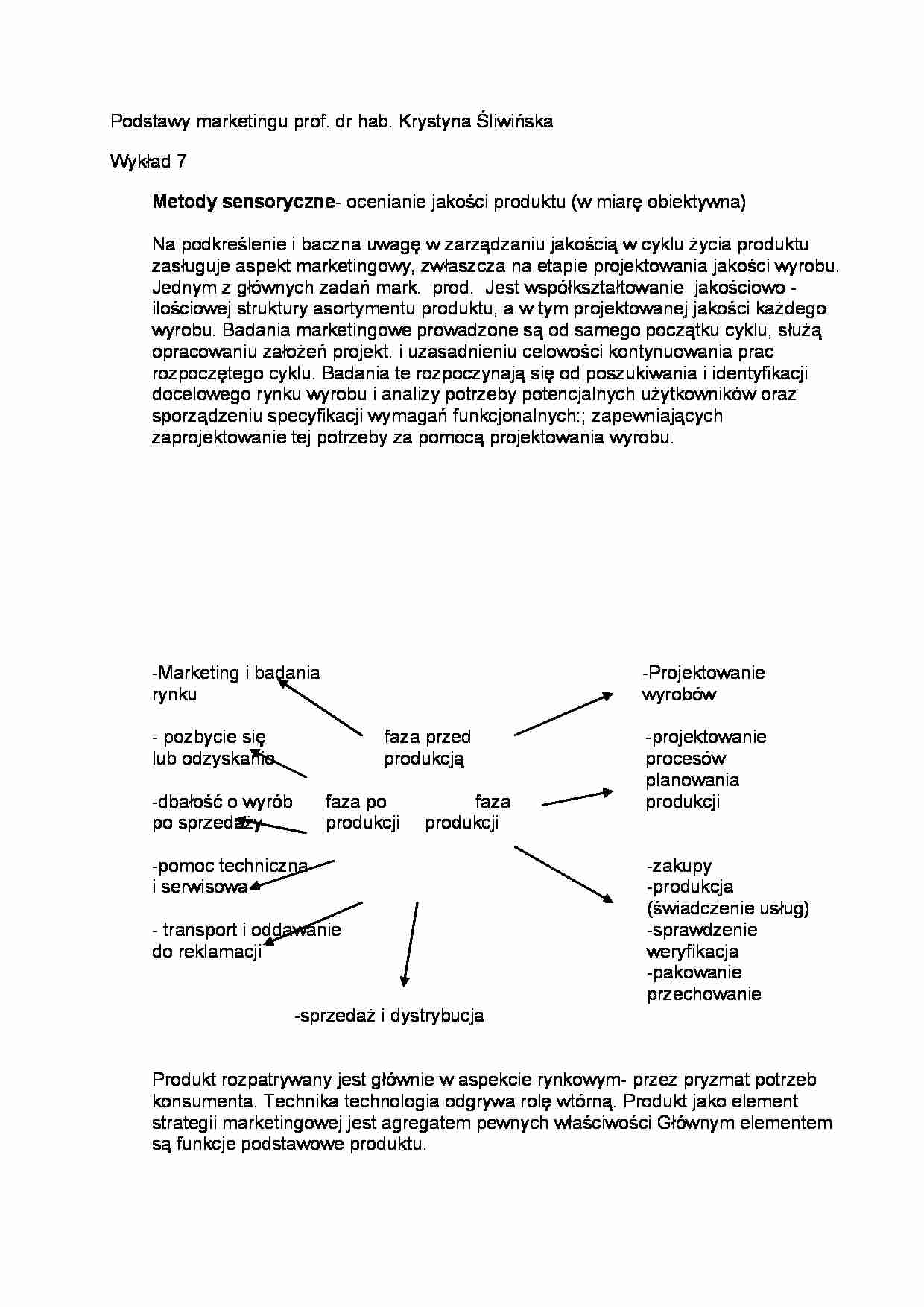 Wykład - Metody sensoryczne - strona 1