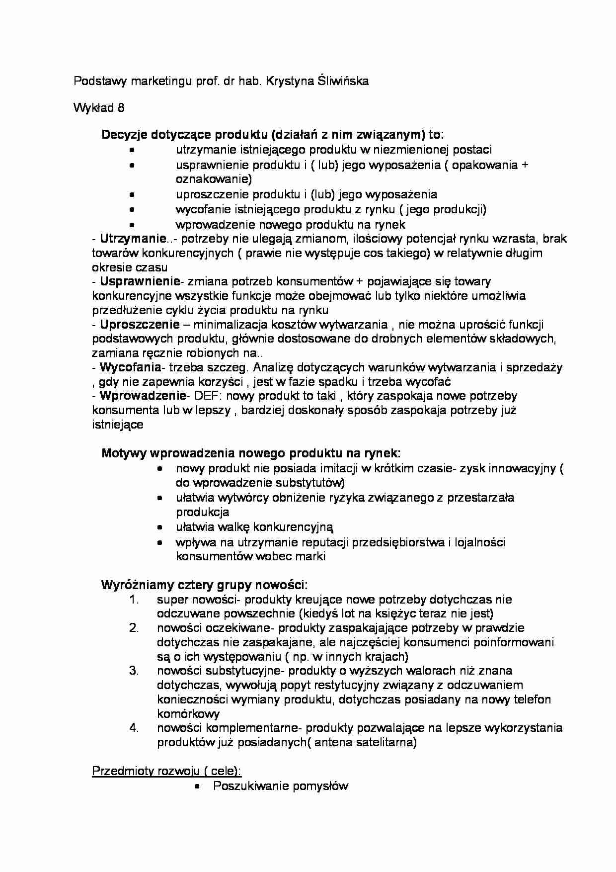 Wykład - Decyzje dotyczące produktu - strona 1