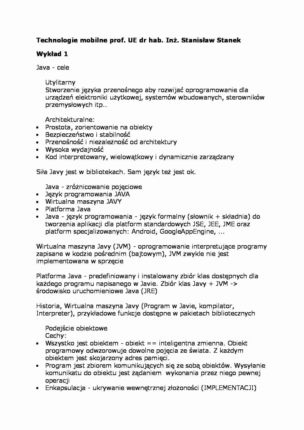 Wykład - Java - cele - strona 1