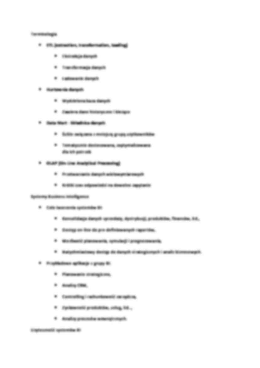 Pojęcia wstępne BI - wykład - strona 2