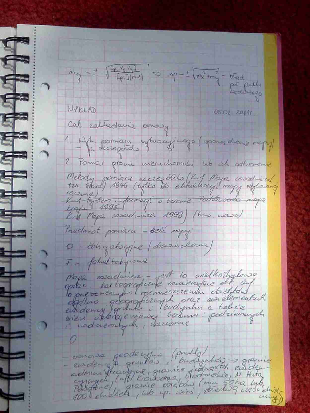 Geodezja - wykład VII - Cel zakładania osnowy - strona 1