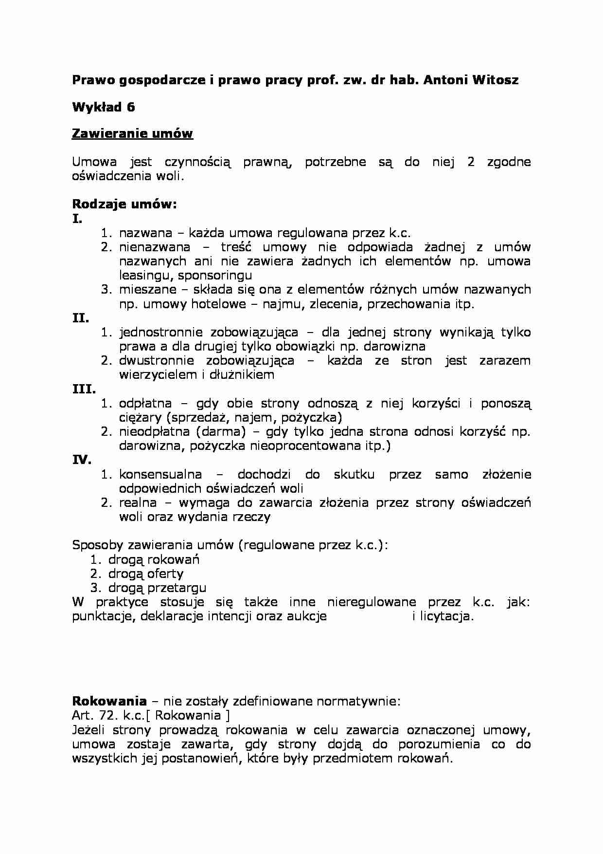 Wykład - Zawieranie umów - strona 1