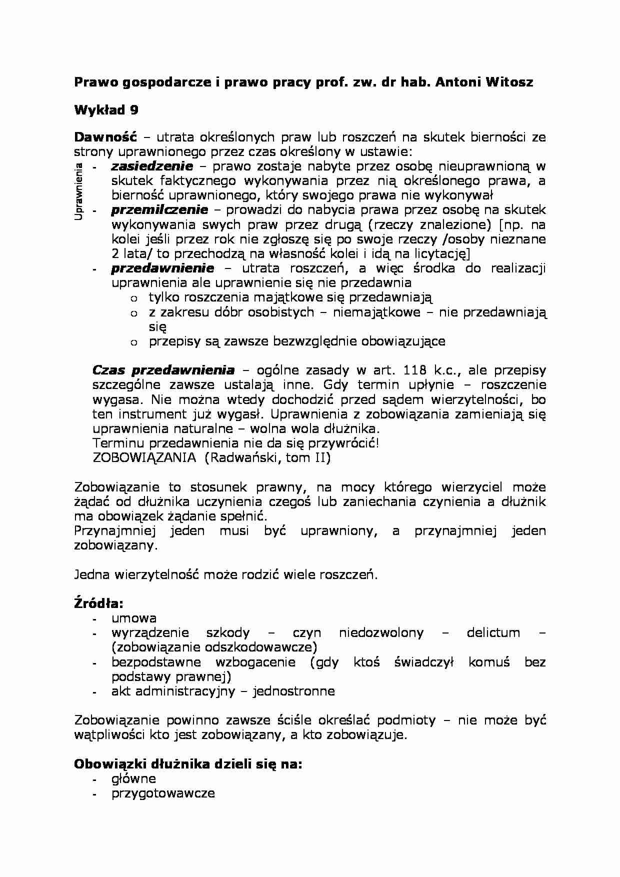 Wykład - Prawo gospodarcze i prawo pracy - strona 1