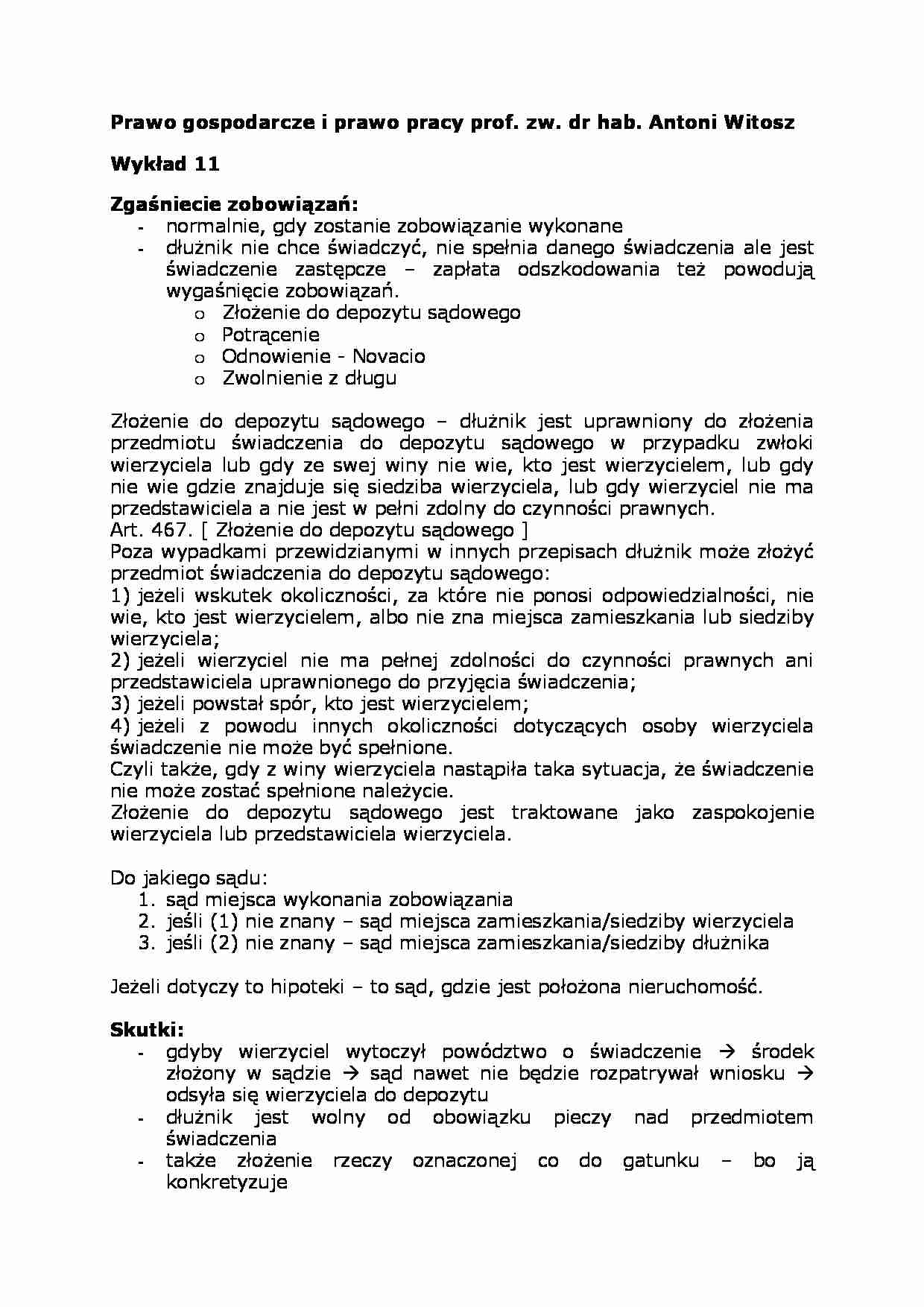 Wykład - Zgaśniecie zobowiązań - strona 1