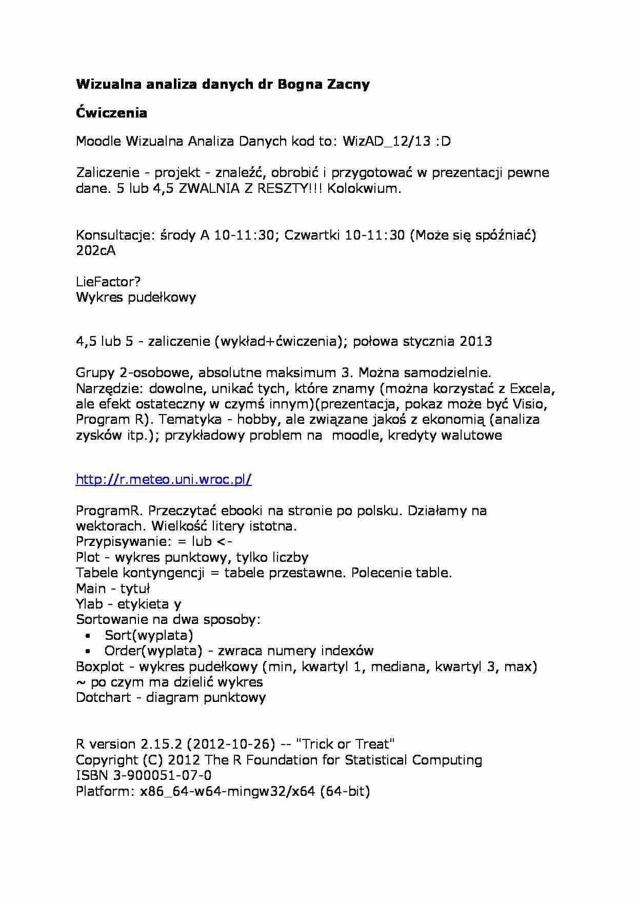 Ćwiczenia - Wizualna analiza danych - strona 1