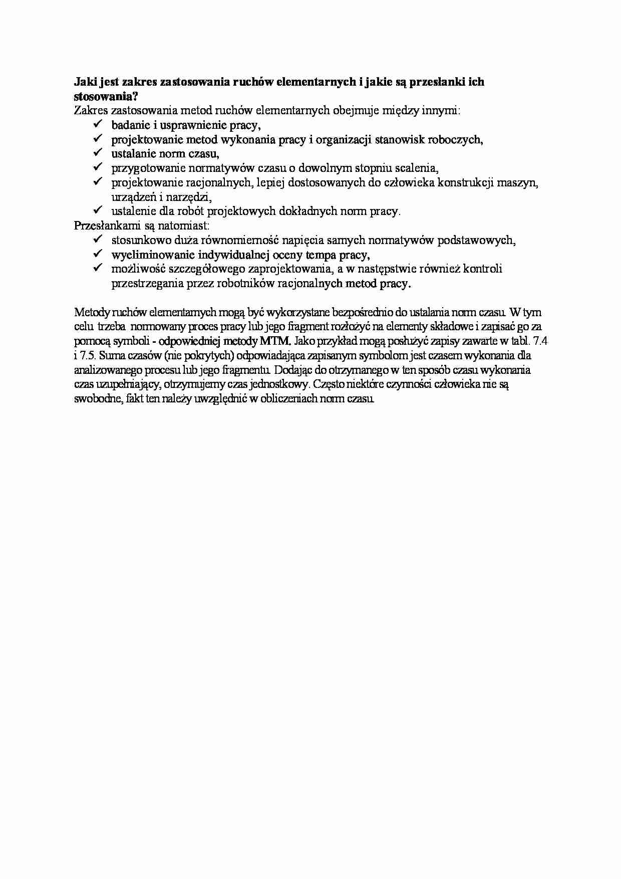 Jaki jest zakres zastosowania ruchów elementarnych i jakie są przesłanki ich stosowania - strona 1