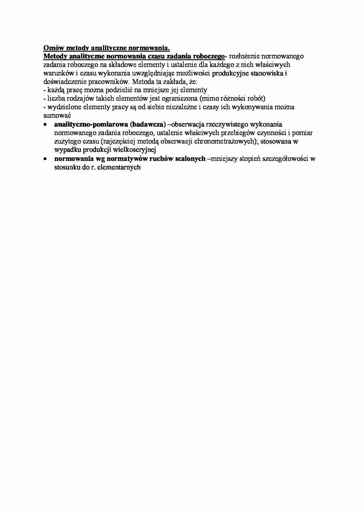 Omów metody analityczne normowania - strona 1