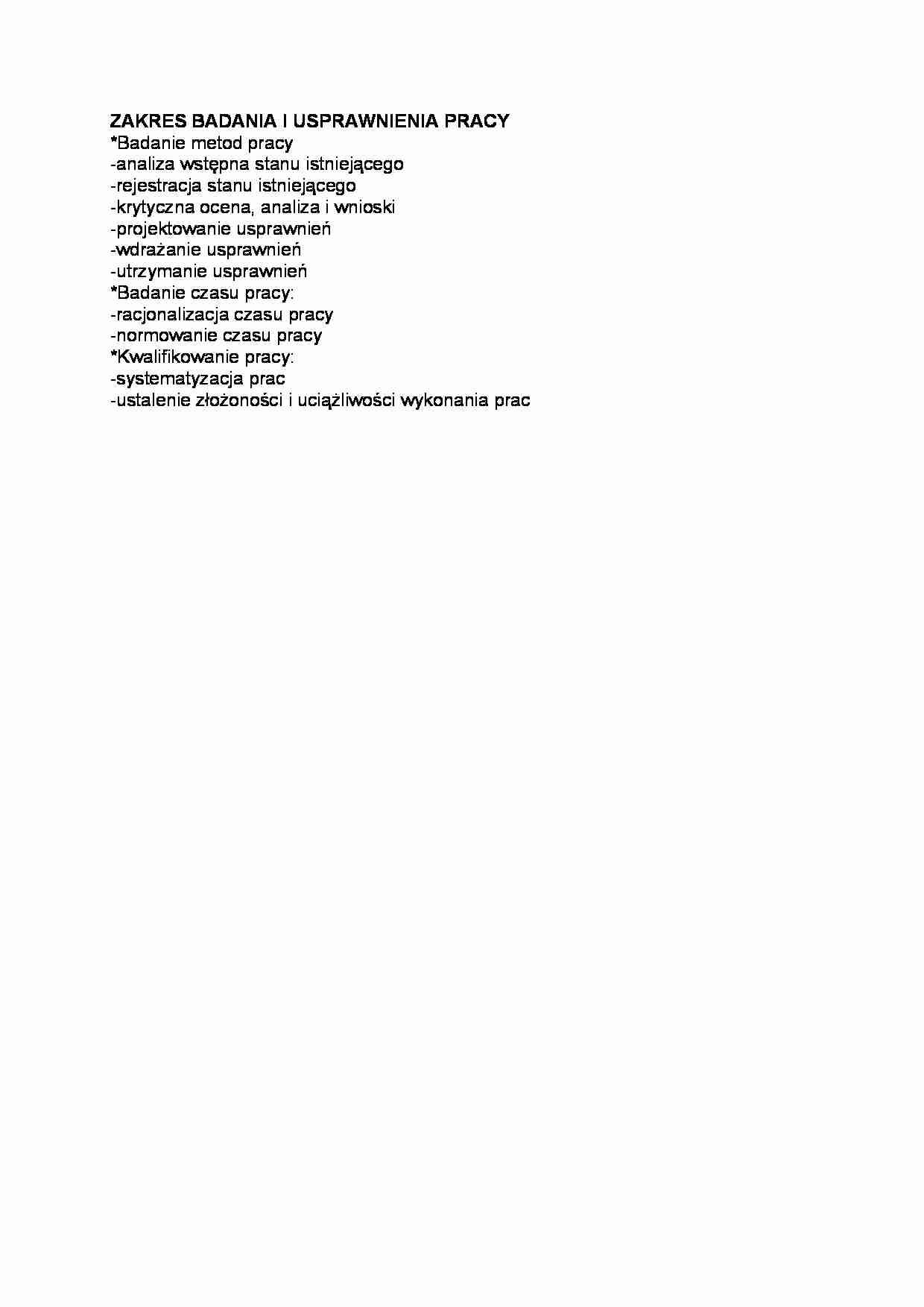 Zakres badania i usprawnienia pracy - strona 1
