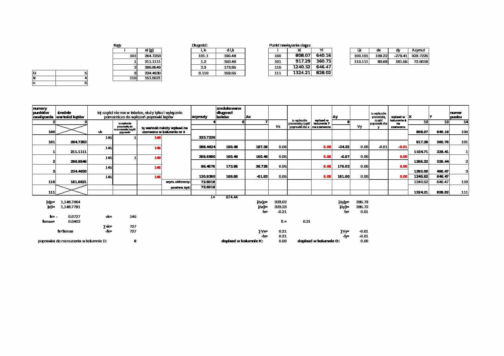 Geodezja - ćwiczenia - Temat 3 - strona 1