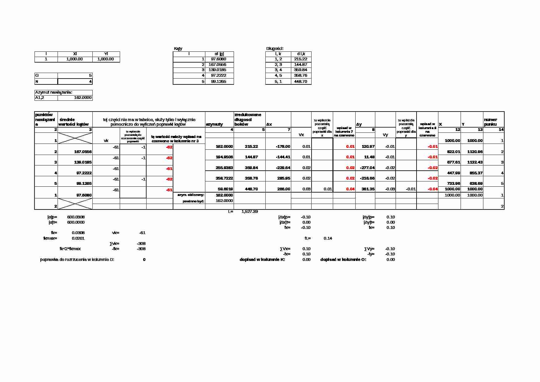 Geodezja - ćwiczenia - Temat 2 - strona 1