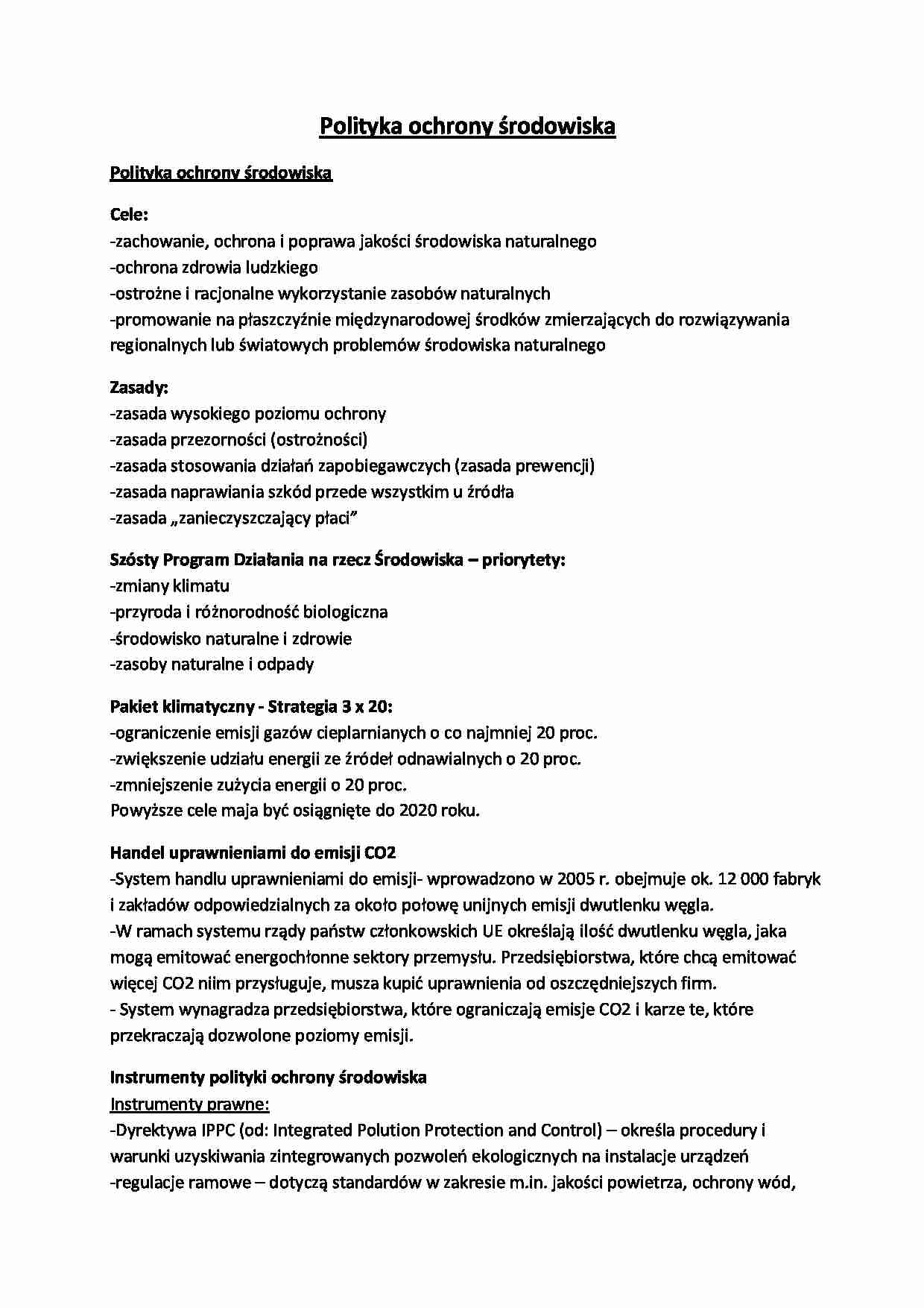 Polityka ochrony środowiska - strona 1