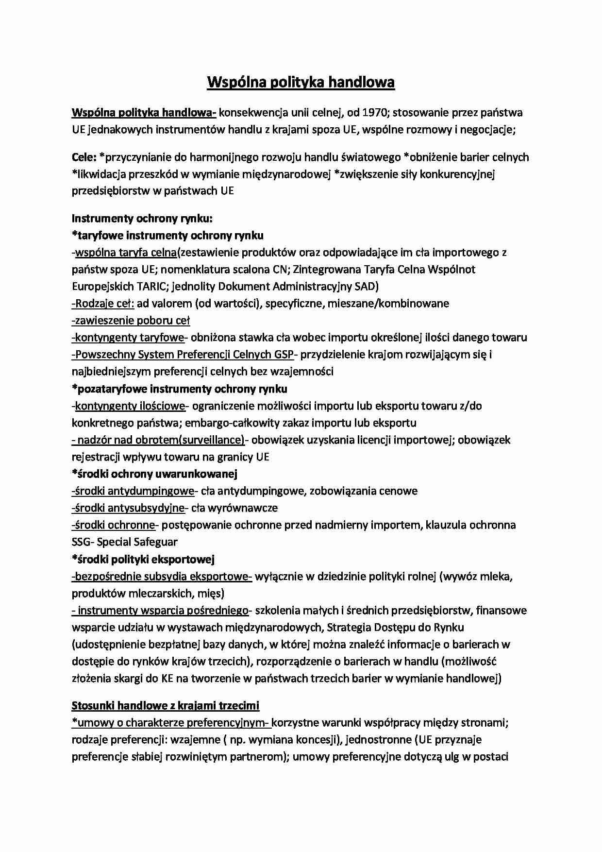 Wspólna polityka handlowa - strona 1