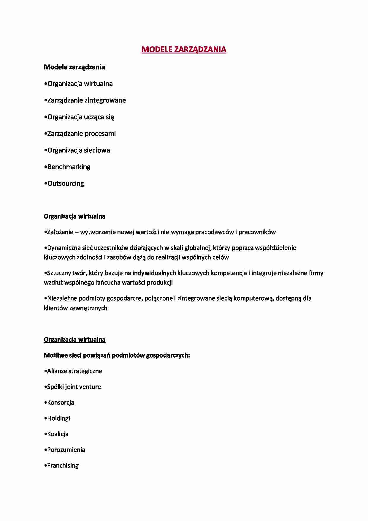 Modele zarządzania - strona 1