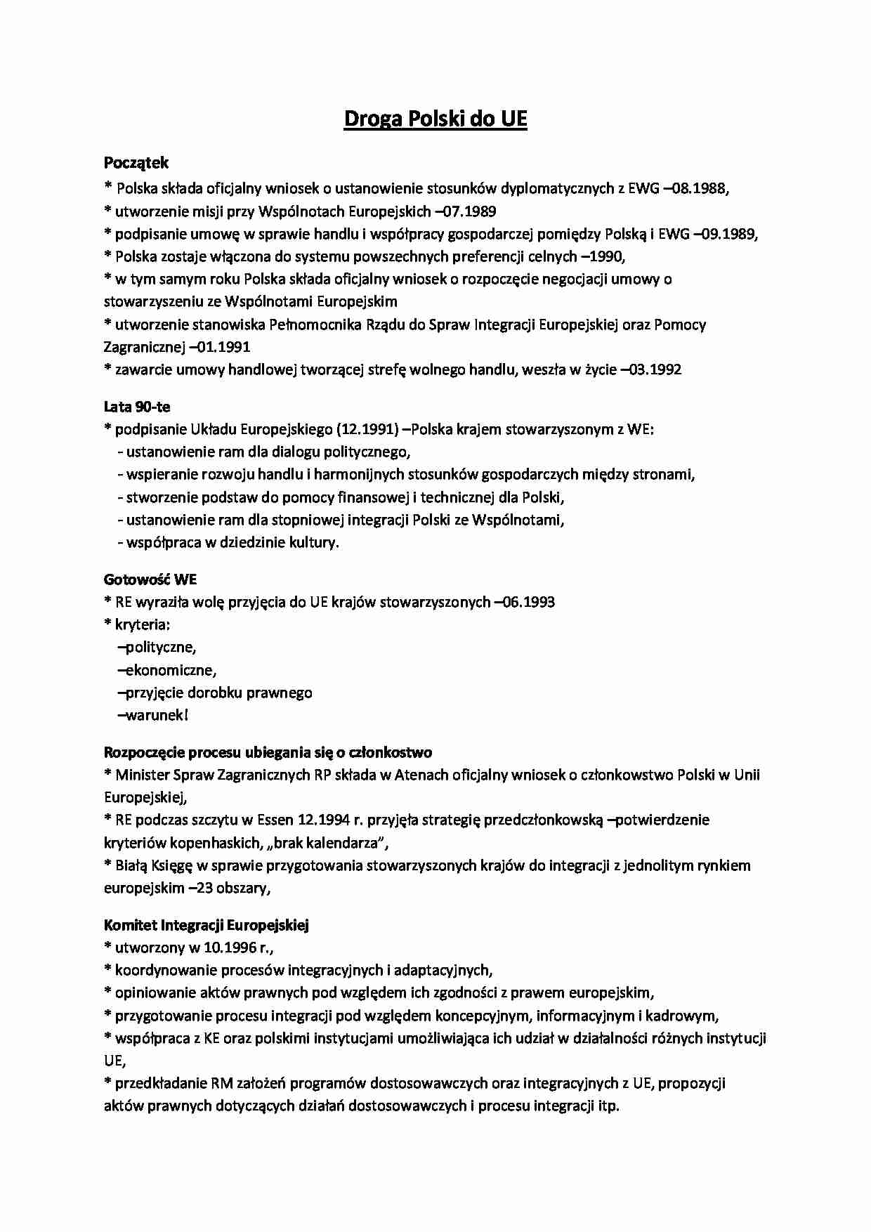 Droga Polski do UE - strona 1