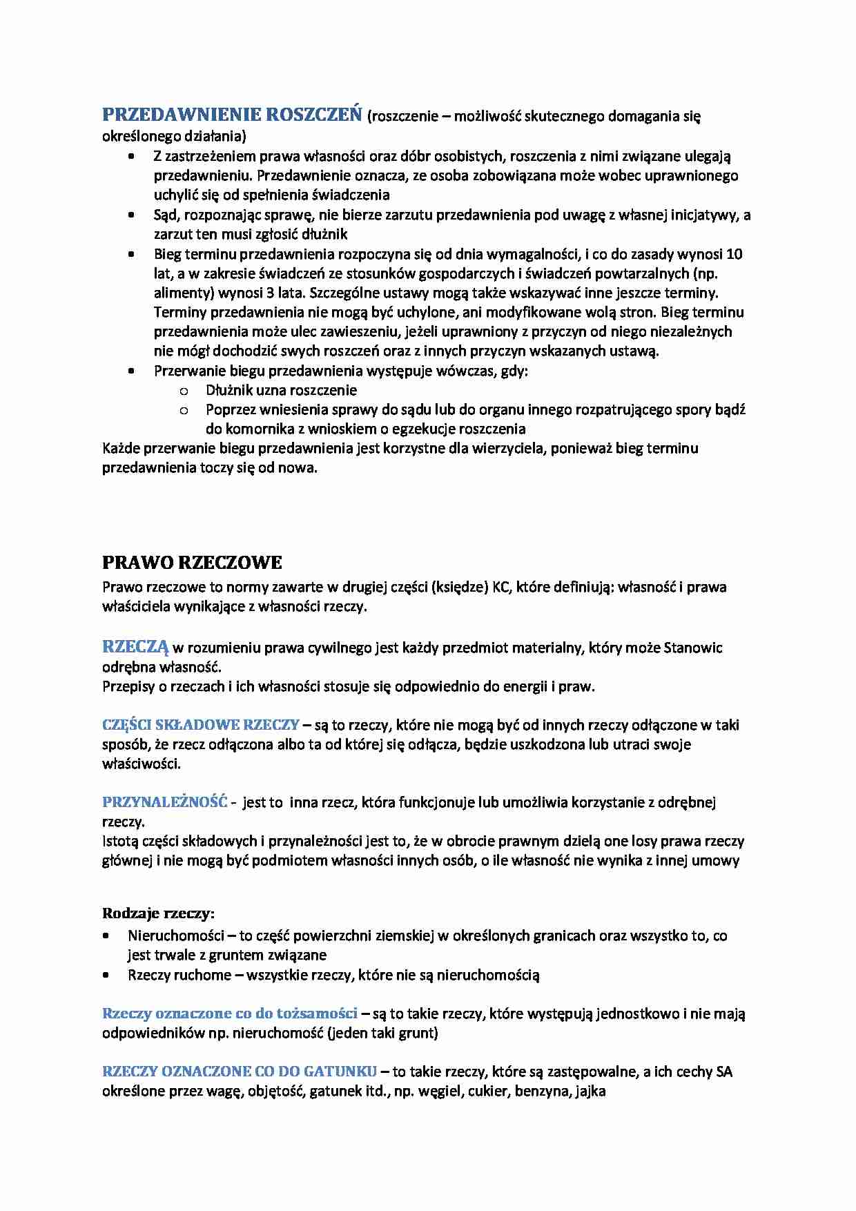 Przedawnienie roszczeń, prawo rzeczowe - strona 1