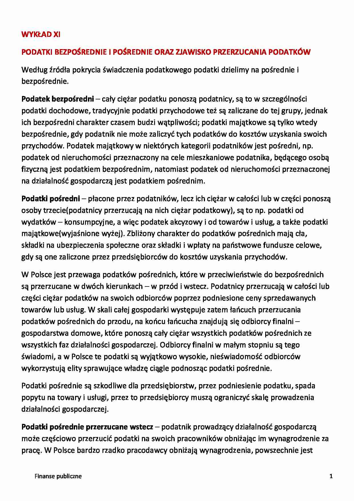 Podatki bezpośrednie i pośrednie - wykład - strona 1