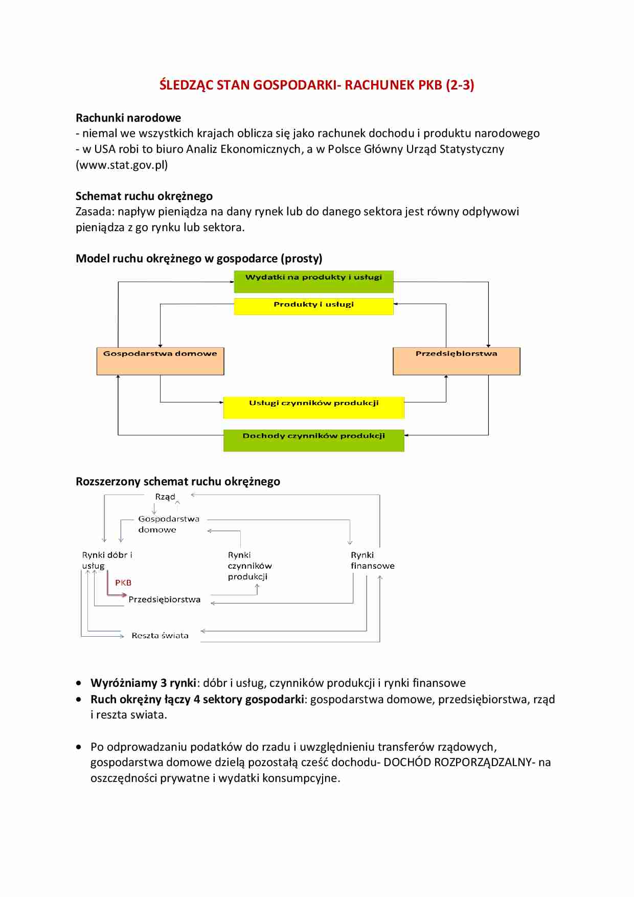 Stan gospodarki, rachunek PKB - wykład - strona 1