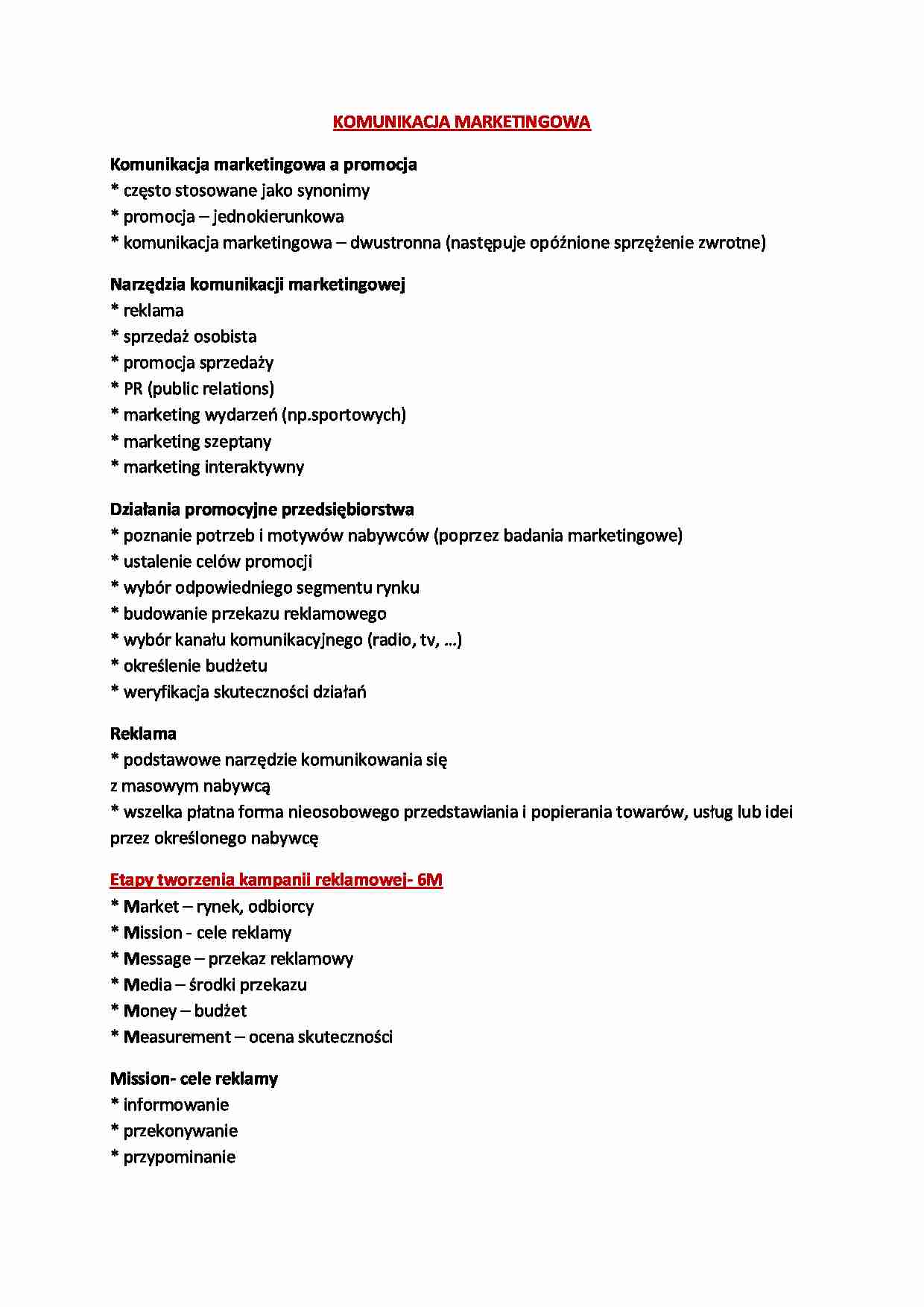 Komunikacja marketingowa - wykład - strona 1