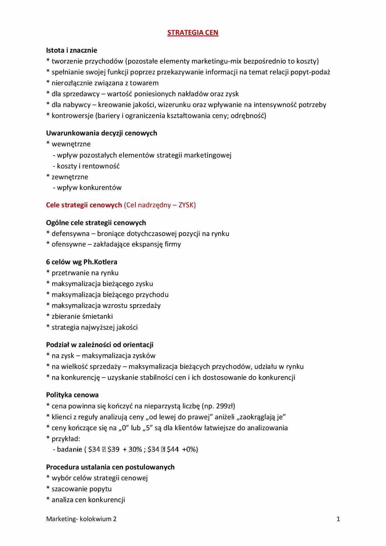 Strategia cen - wykład - strona 1