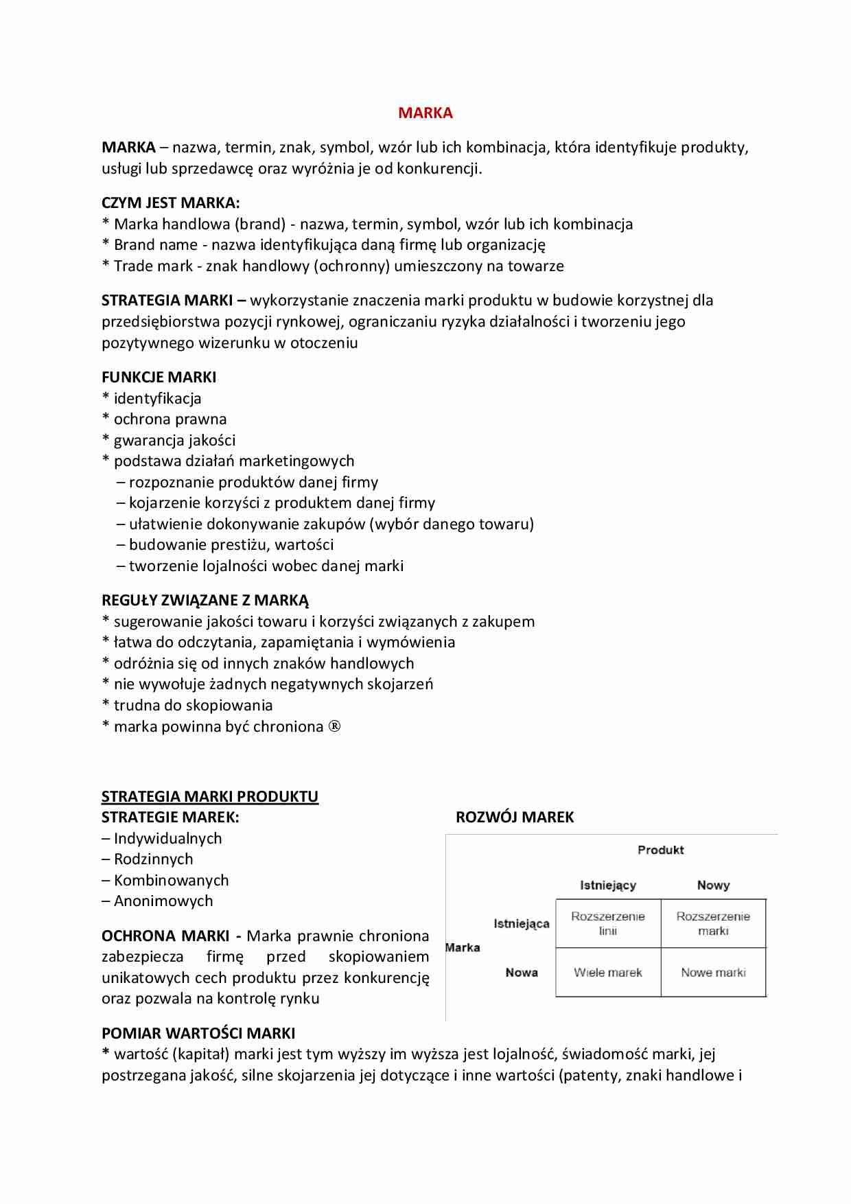 Definicja marki - wykład - strona 1