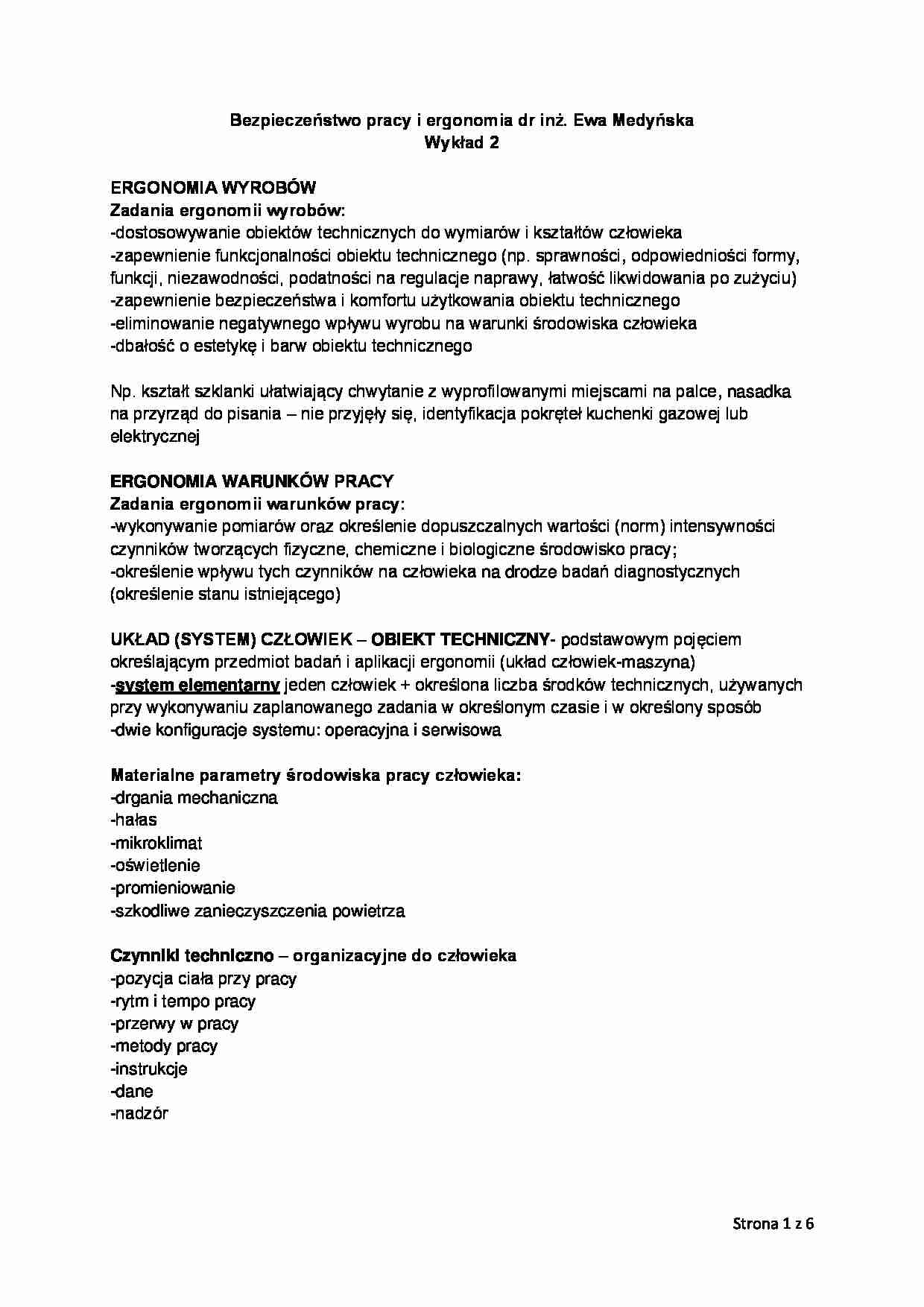 Wykład - Ergonomia wyrobów - strona 1