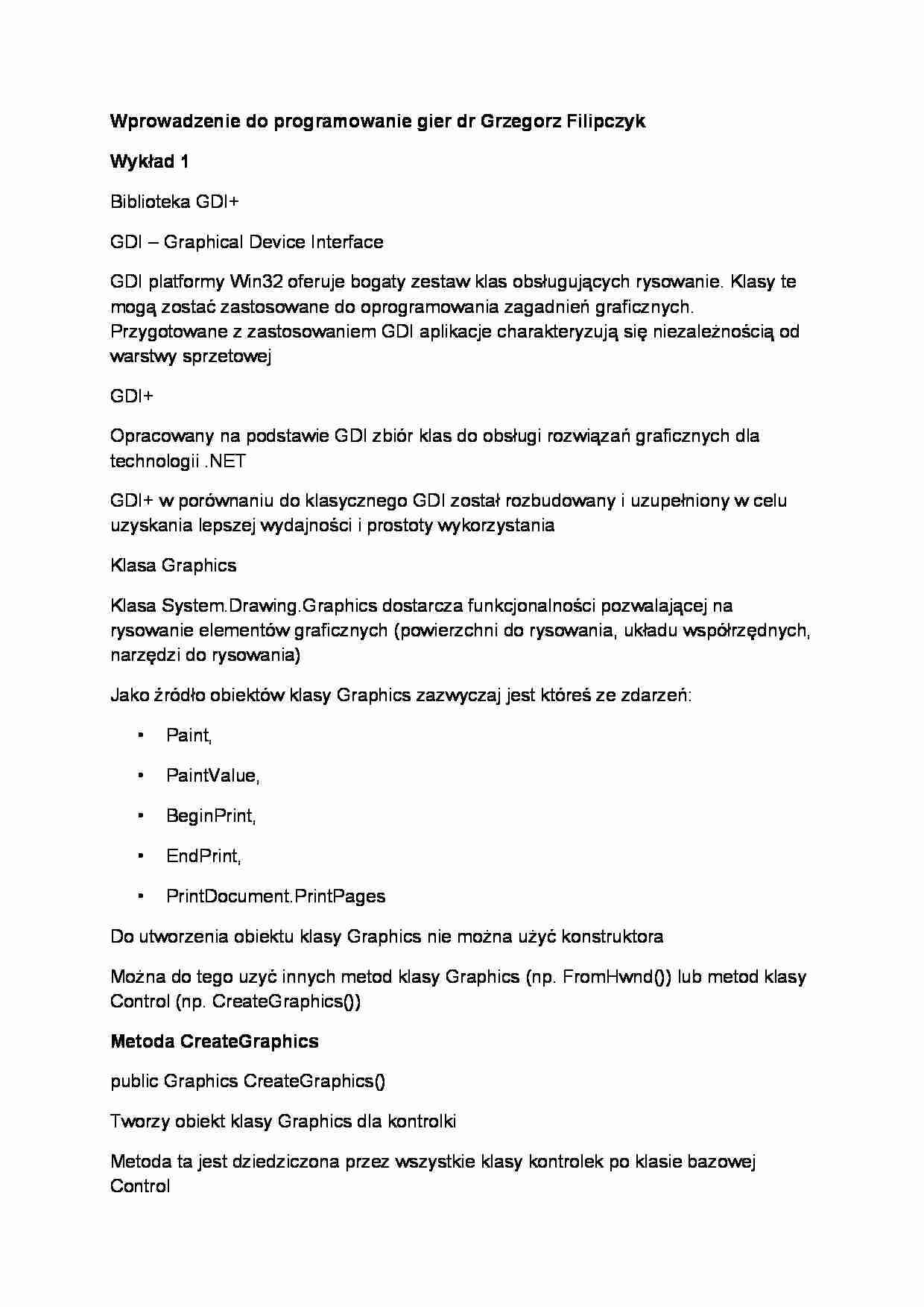 Wykład - Biblioteka GDI+ - strona 1