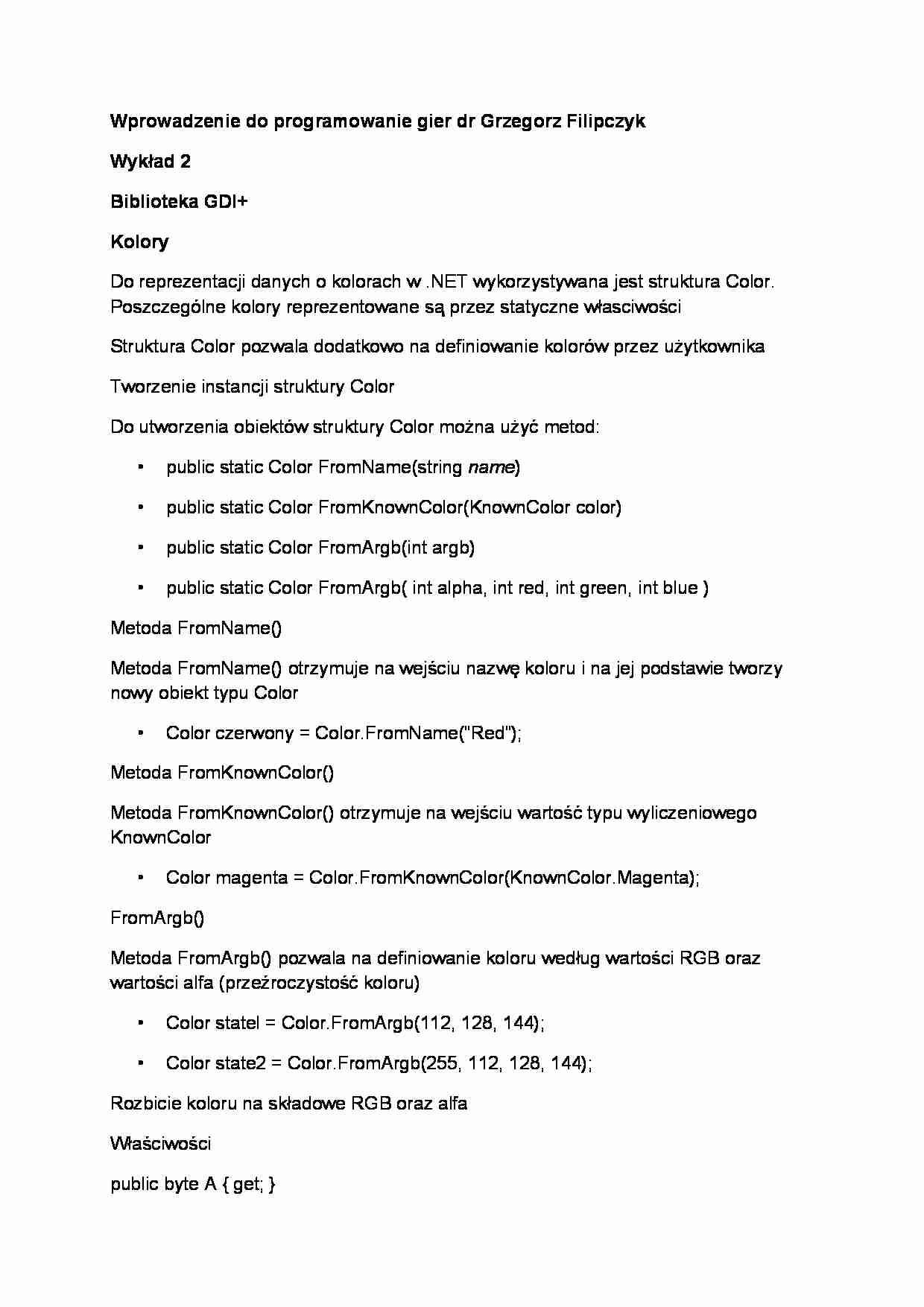 Wykład - Biblioteka GDI+ - strona 1