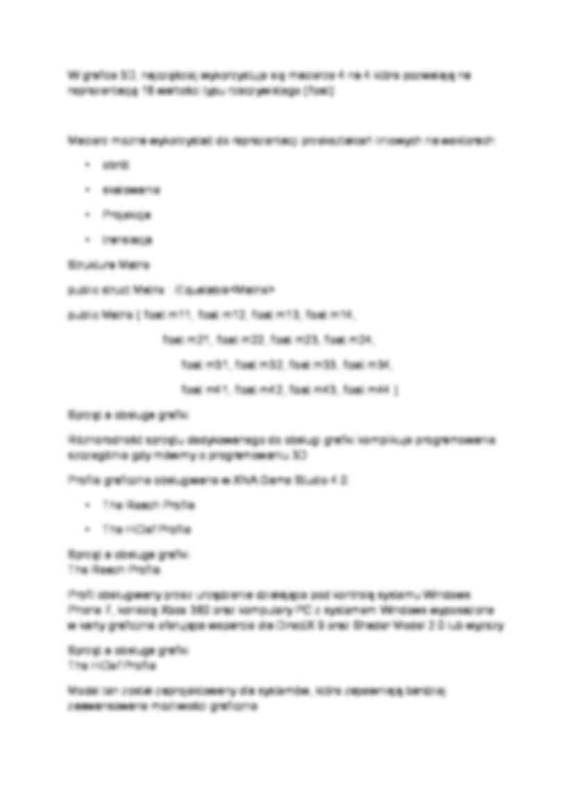 Wykład - XNA Software Development Kit Wprowadzenie do gier 3D - strona 3