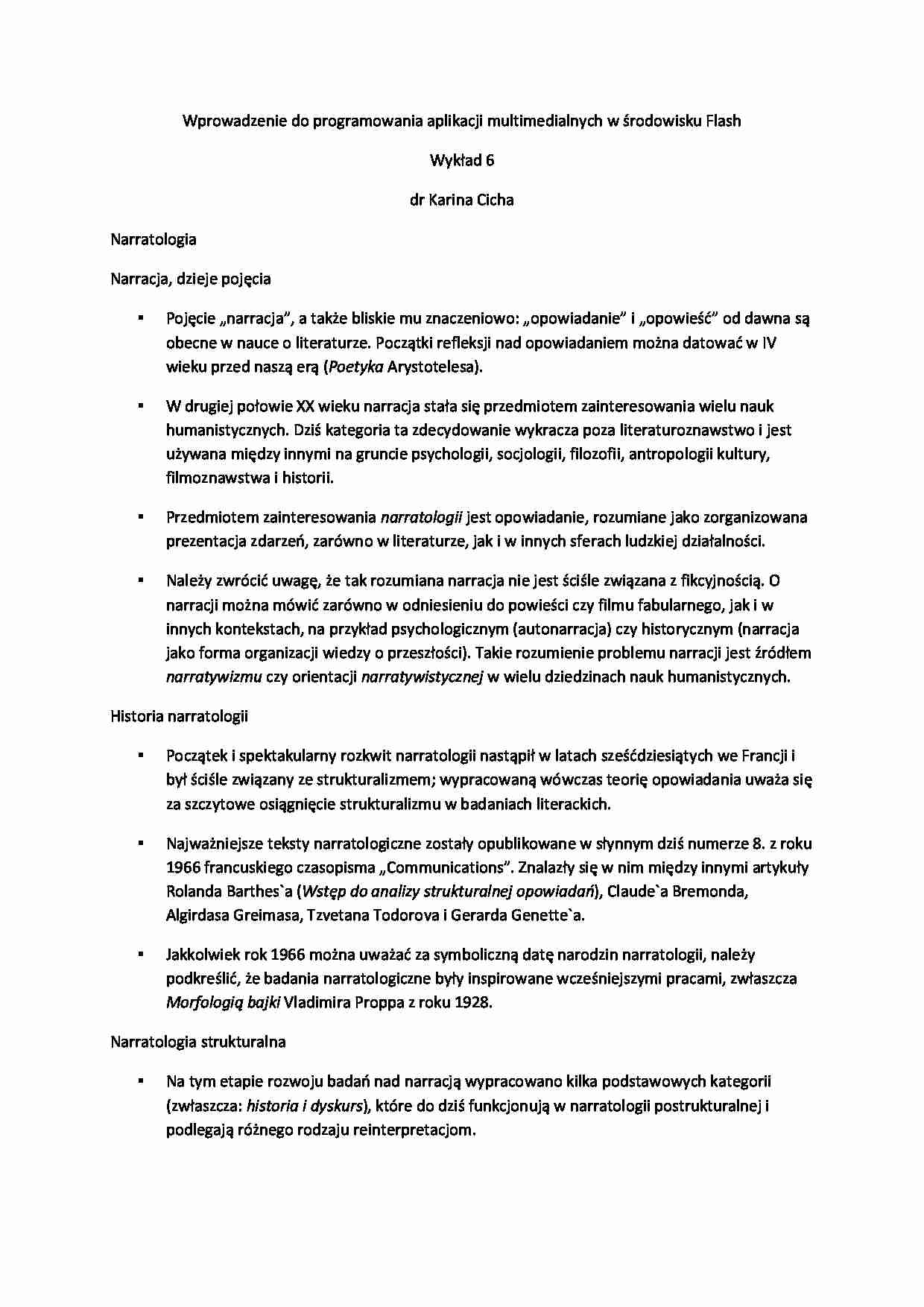 Narratologia - wykład - strona 1