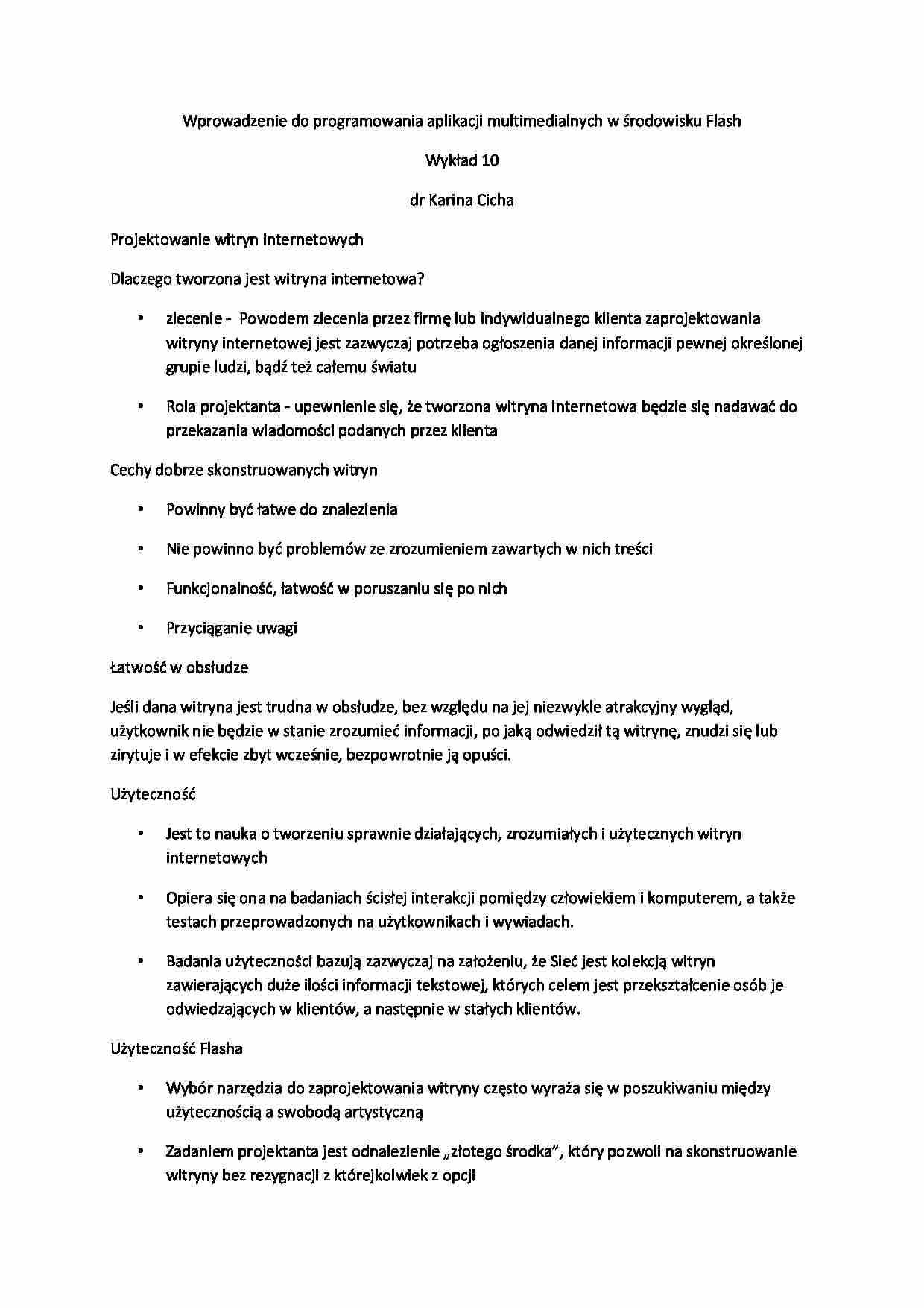 Projektowanie witryn intrnetowych - wykład - strona 1