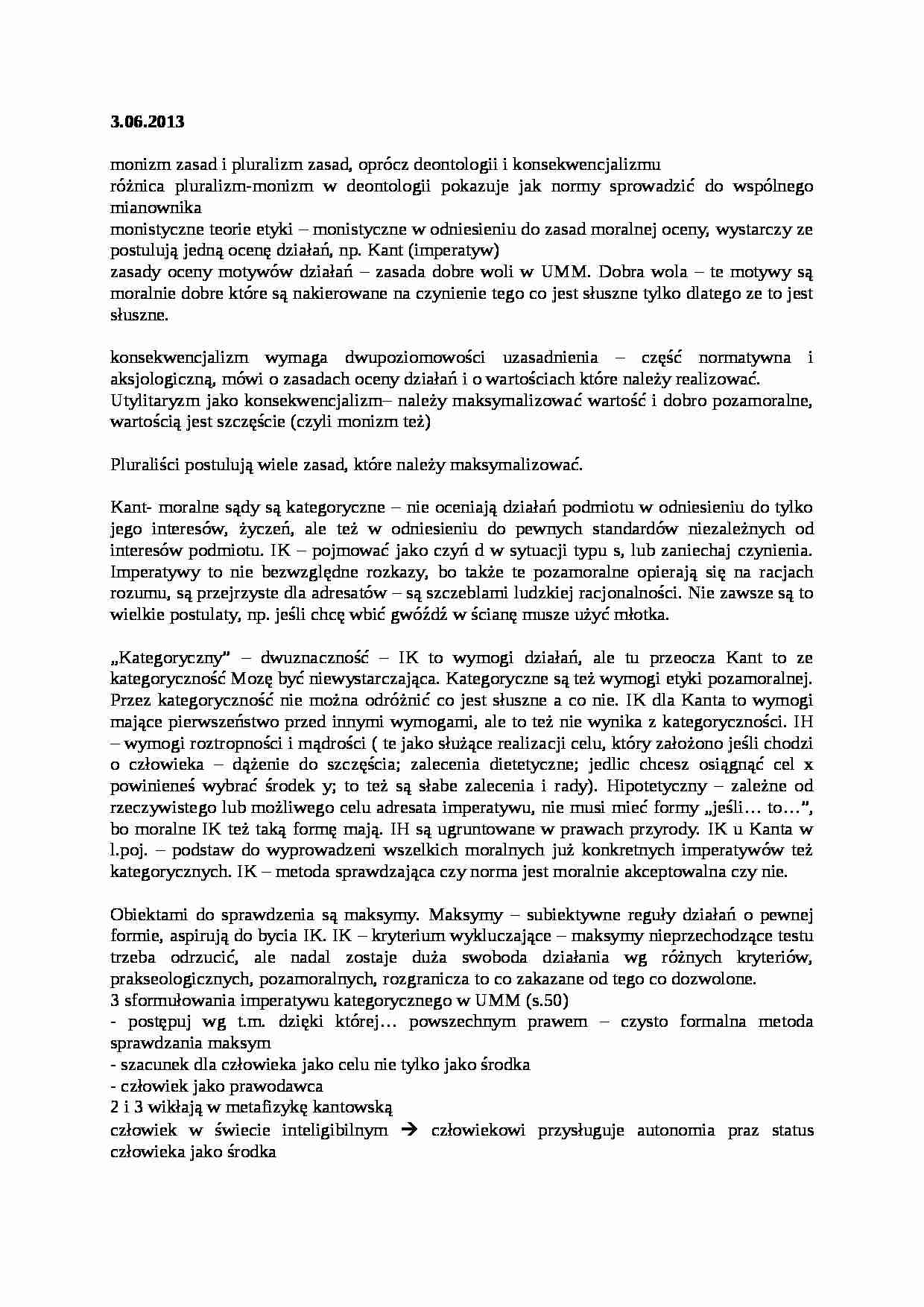  Monizm zasad i pluraizm zasad - omówienie - strona 1